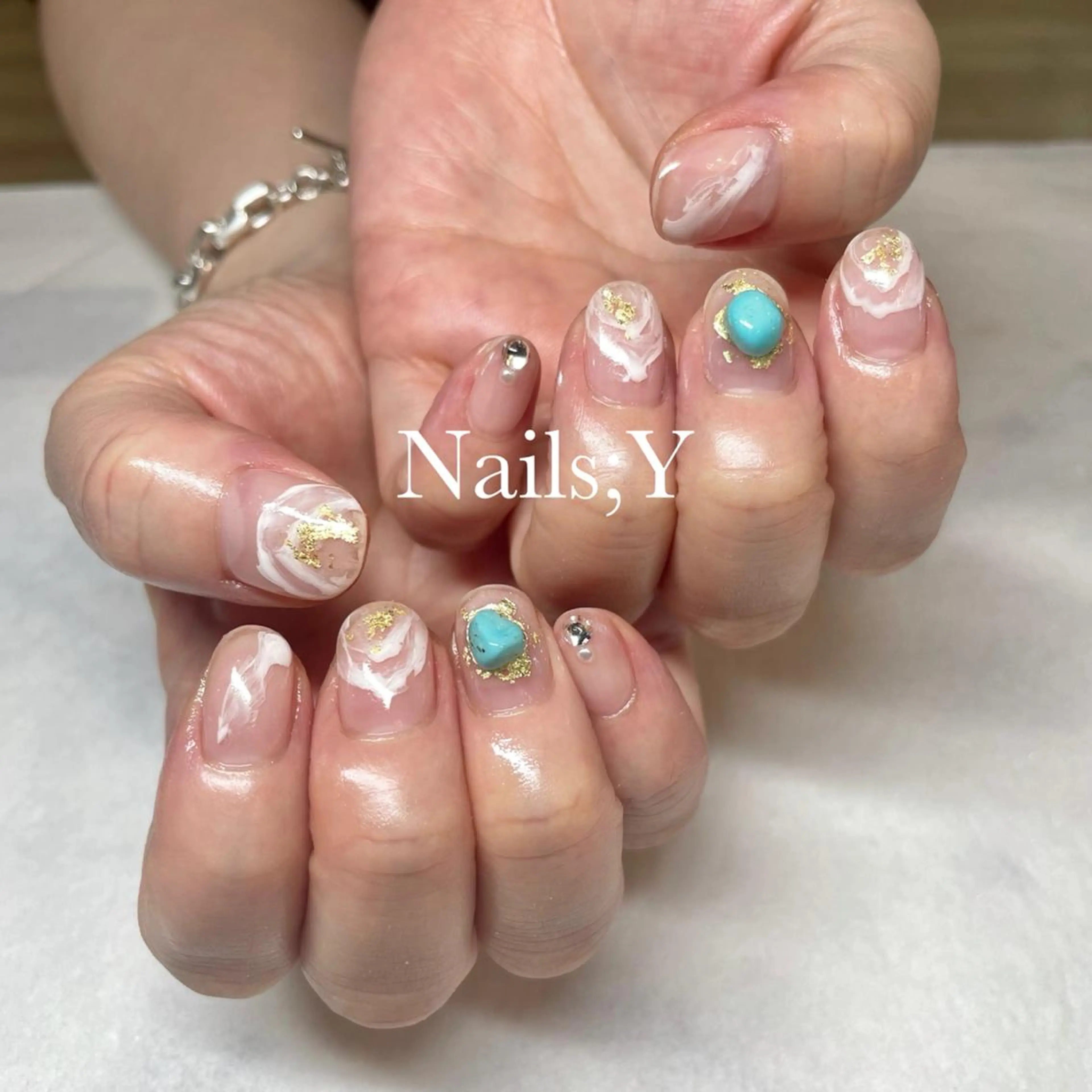 ネイル ゴールド シルバー 夏ネイル ハンドネイル yo koのネイルデザイン