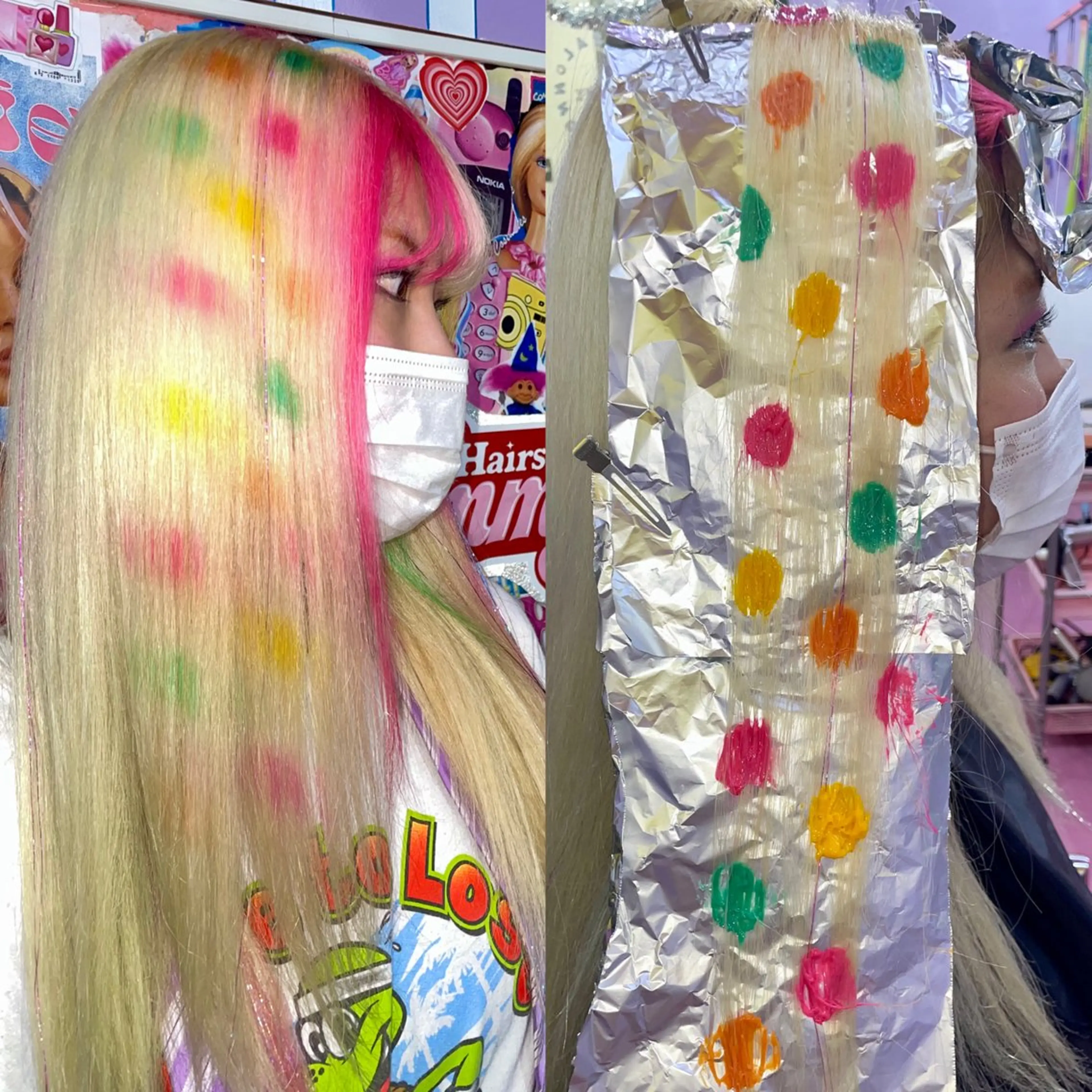 セミロング 👽KINA👽 派手髪🦖💖✨のヘアスタイル