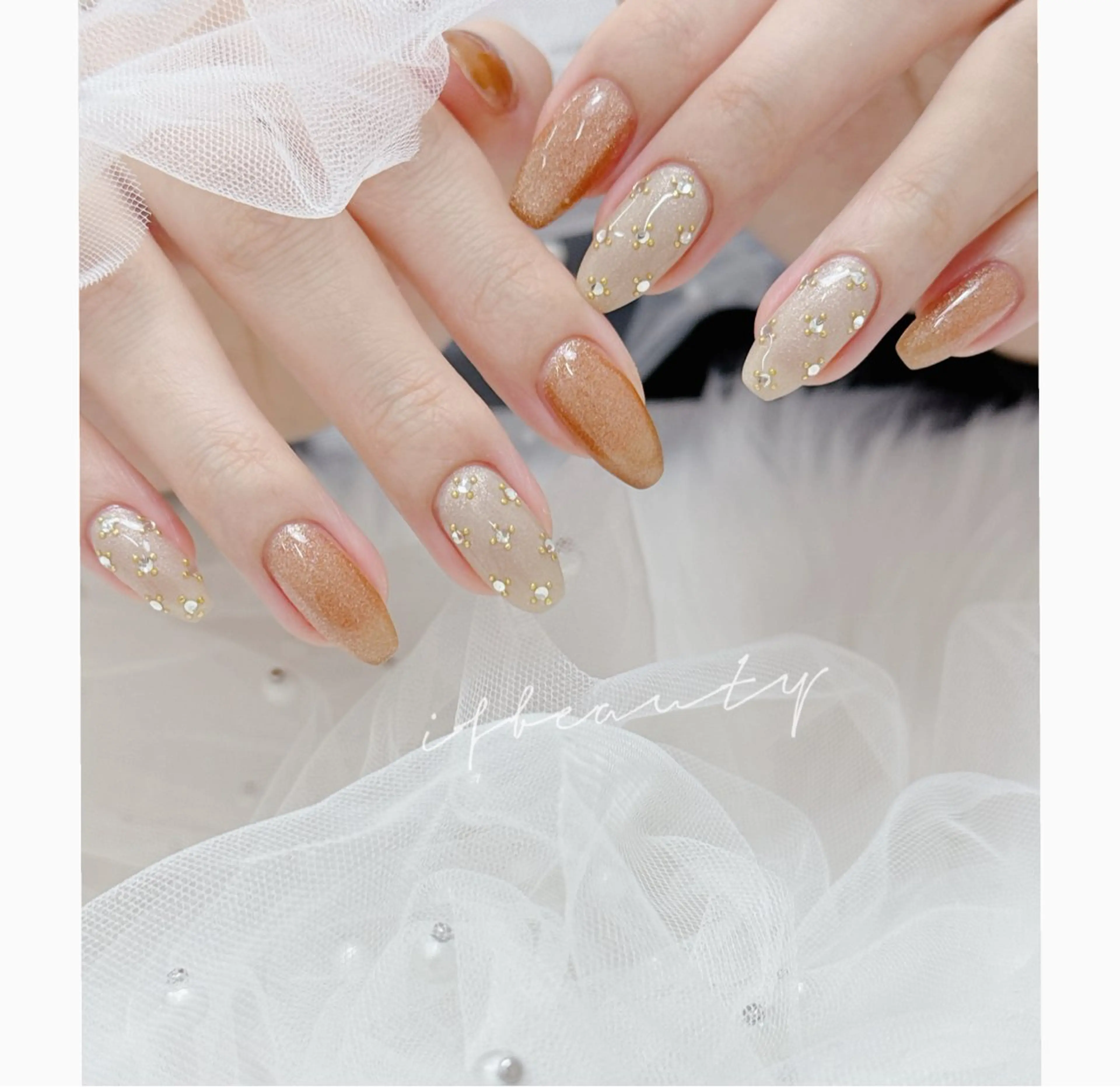 ネイル アートネイル ブルー ジェルネイル レース マグネットネイル ハンドネイル 💓mi.o Nail御徒町店のネイルデザイン