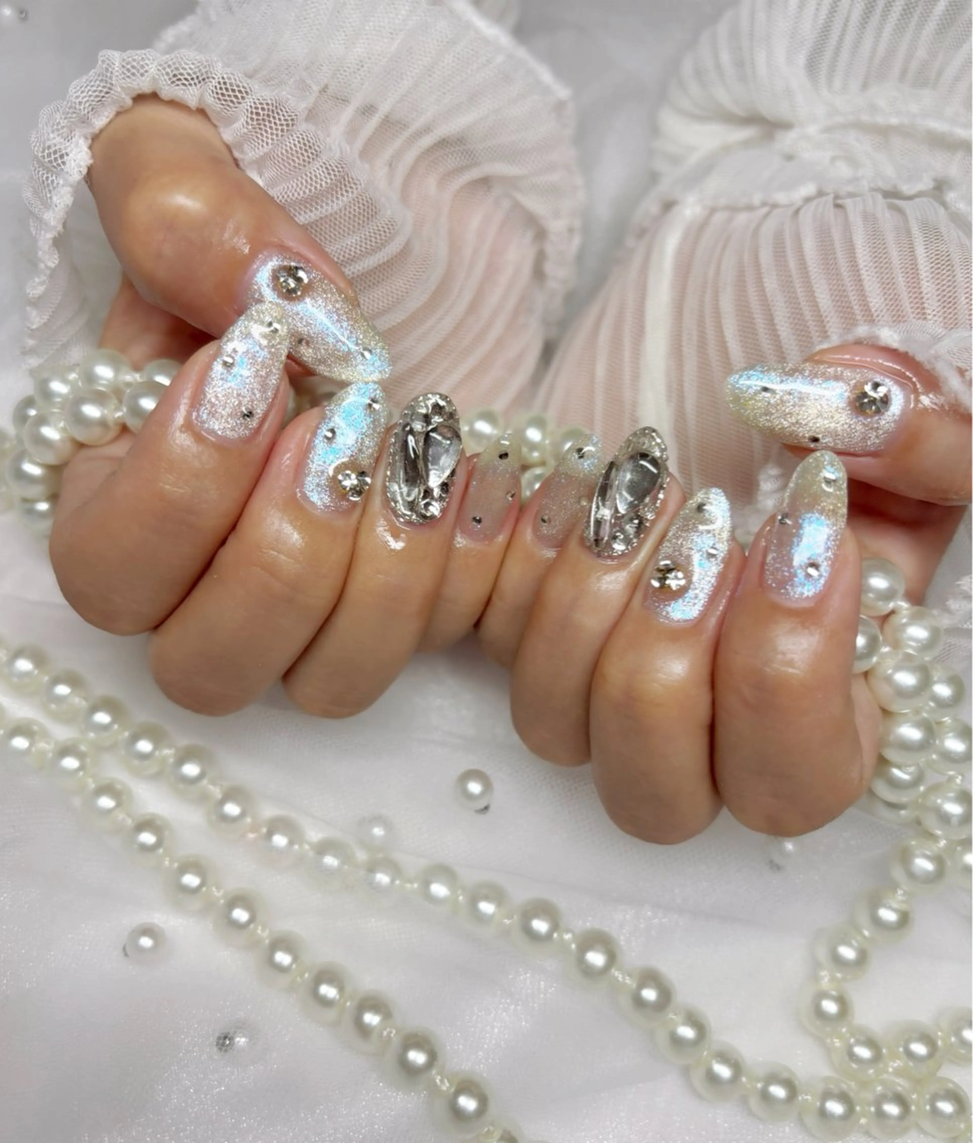 ネイル 水色 ハンドネイル Nail Salon macherieのネイルデザイン