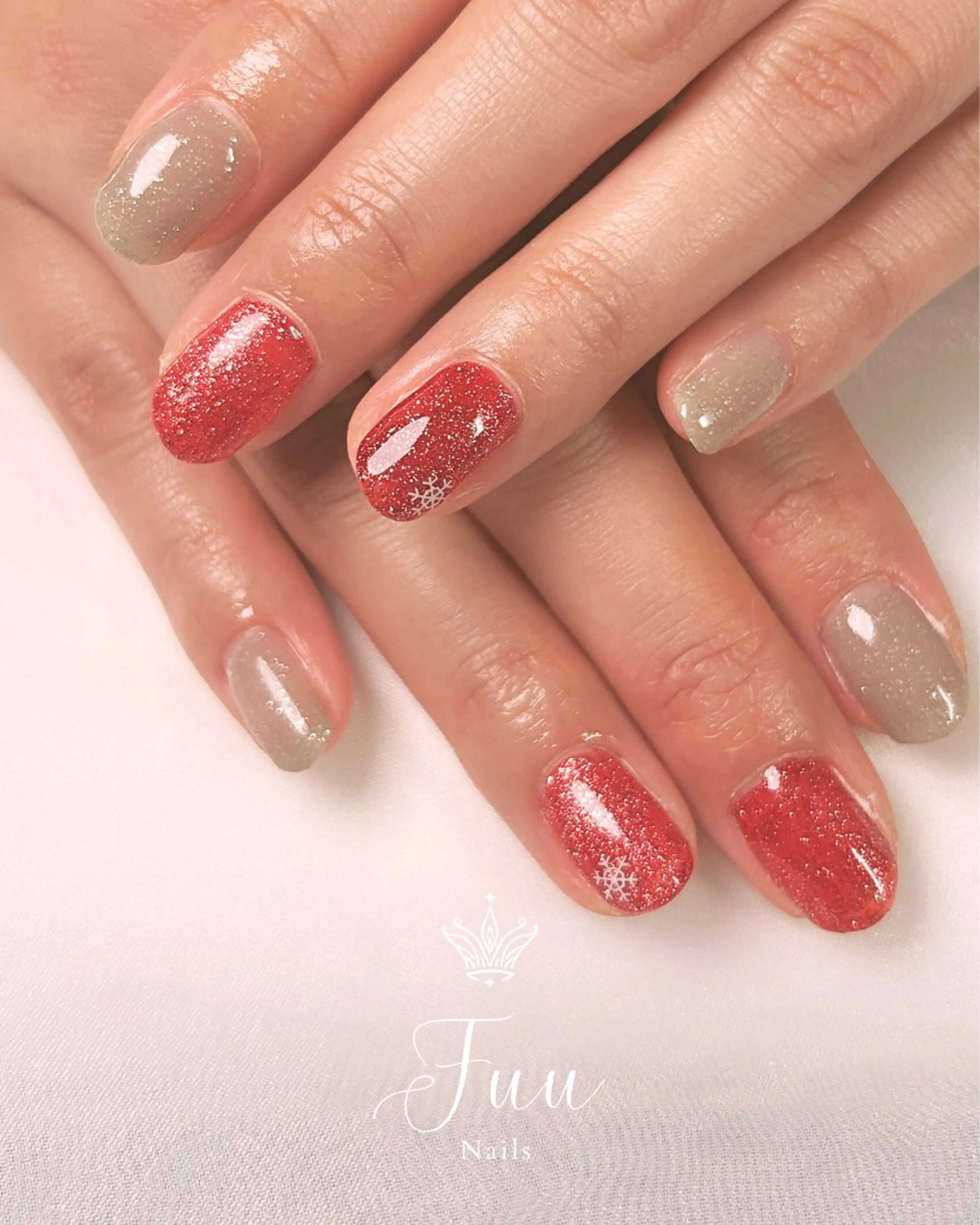 ネイル フラッシュネイル フラッシュマグ 赤色 シンプルネイル ハンドネイル 犬のいるネイルサロン Fuu nailsのネイルデザイン