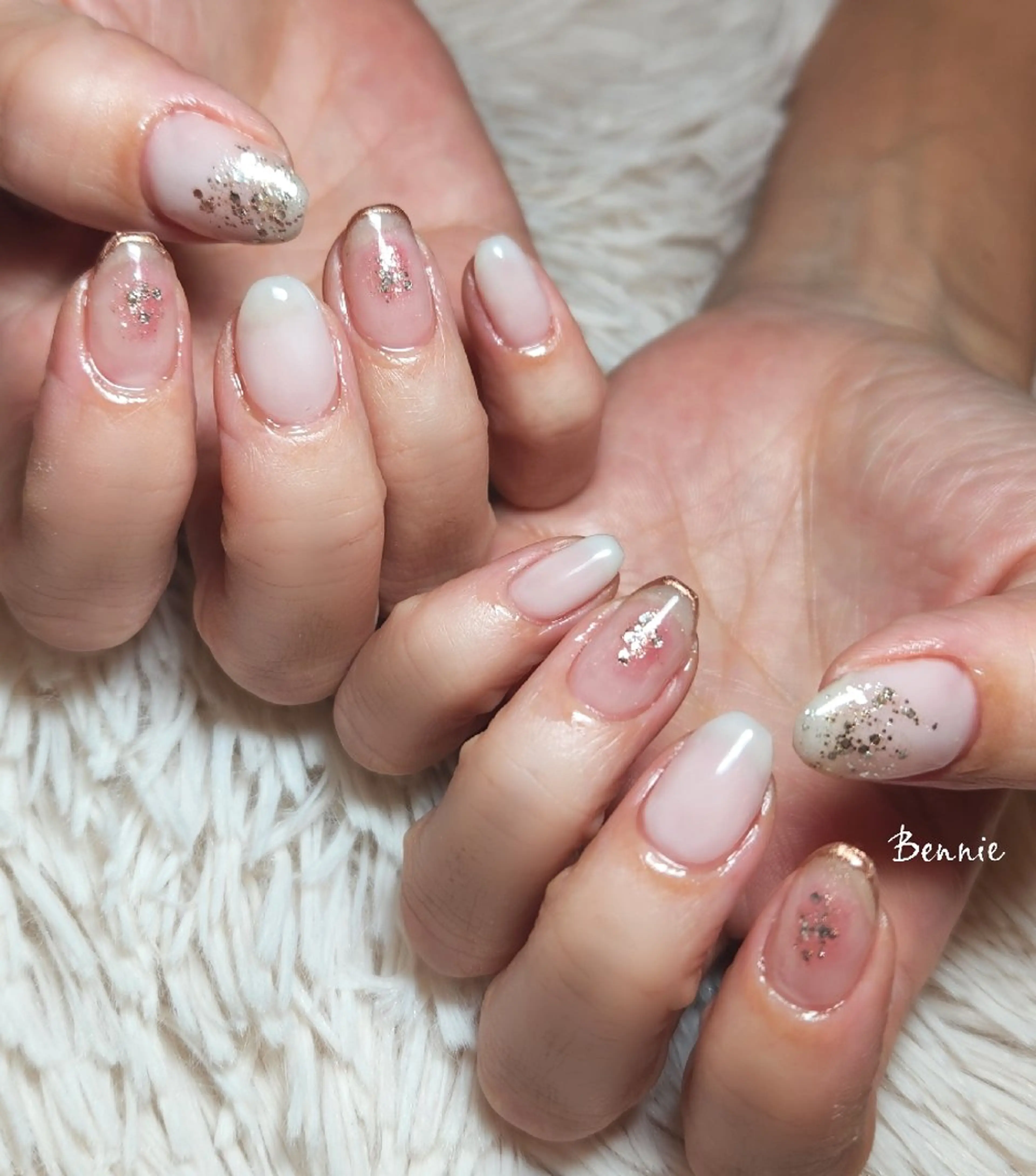 ネイル チークネイル 韓国ネイル ラメ(グリッター) ミラーネイル シンプルネイル   BENNIEのネイルデザイン