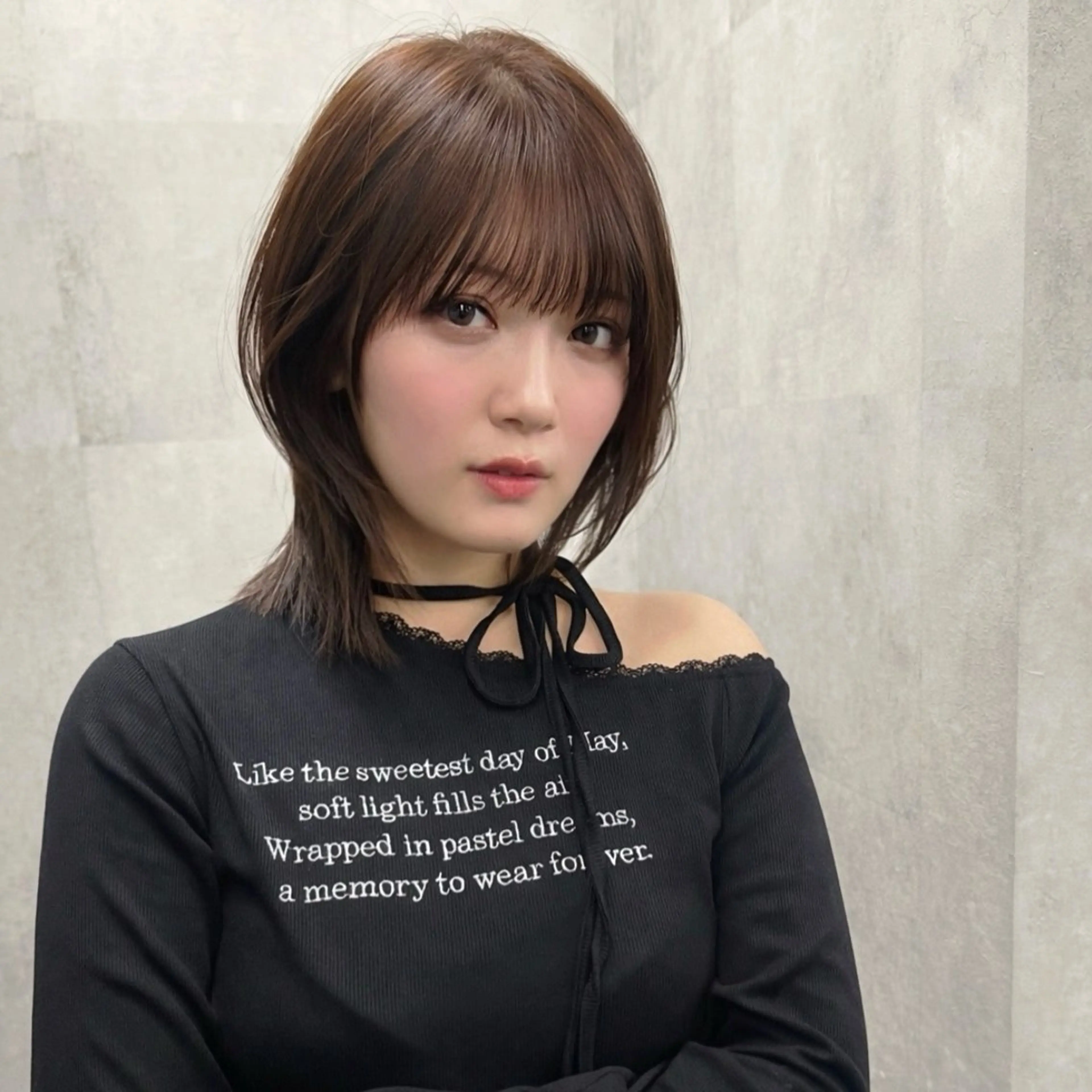 ミディアム ミディアムレイヤー レイヤーカット カット ヘアカラー トリートメント レイヤー/韓国ボブ レイヤーボブ/住吉のヘアスタイル