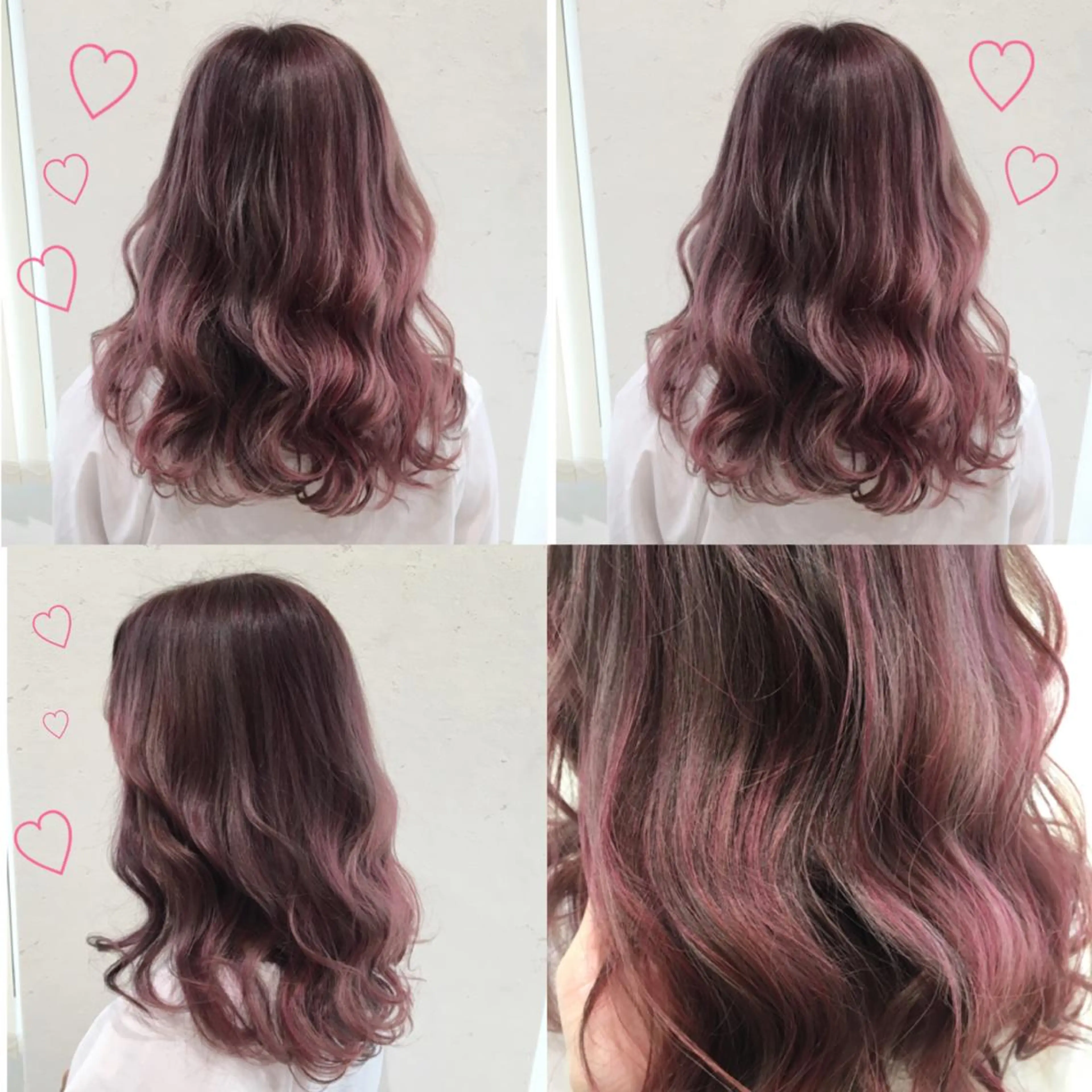 セミロング カラー ブリーチ ケアブリーチ グレージュ ハイライトカラー ピンクカラー 韓国ヘア得意❤︎森澤 悠佳のヘアスタイル