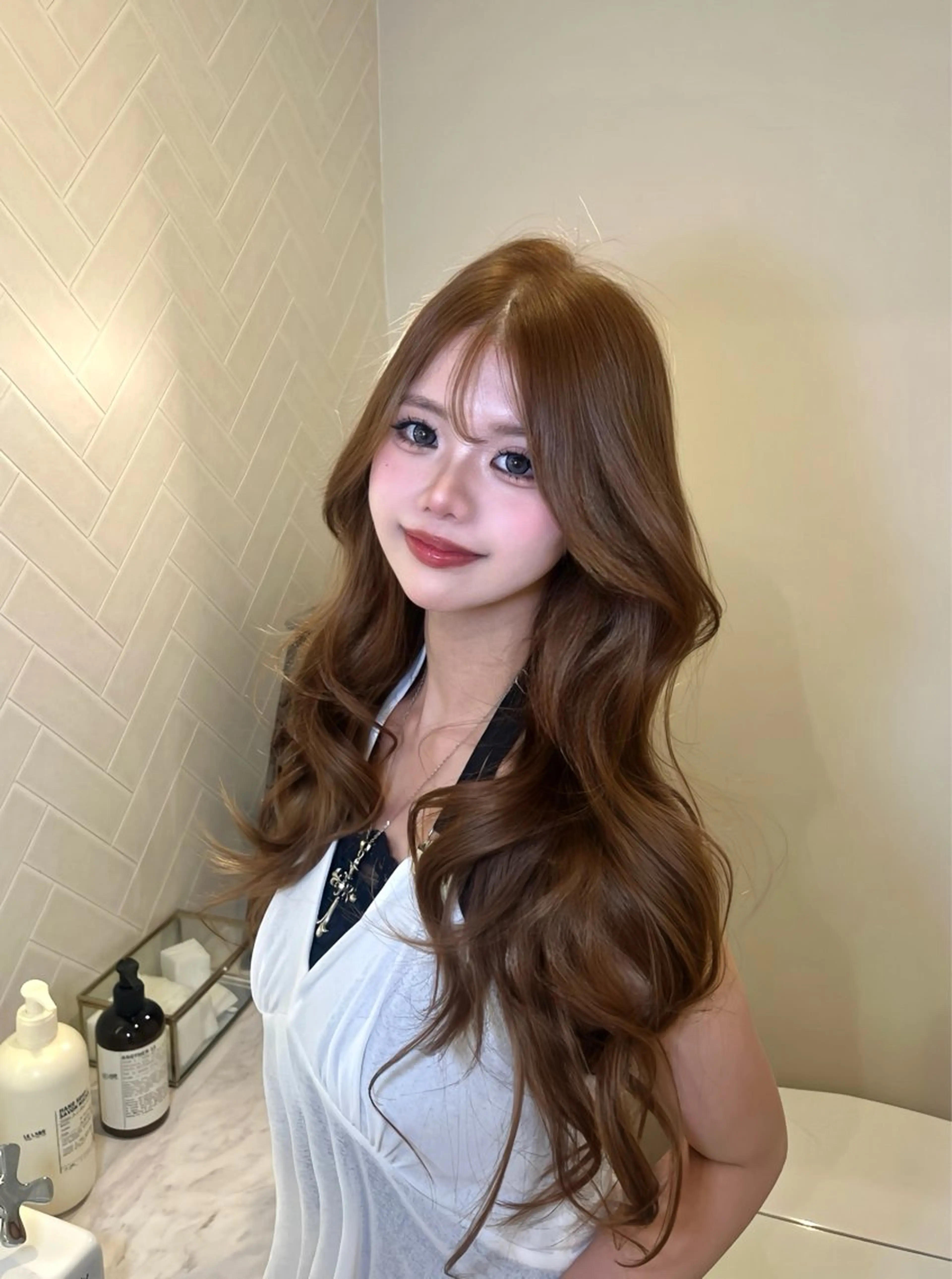 ロング ヘアカラー ハイトーン/渋谷 韓国風/Narukaのヘアスタイル