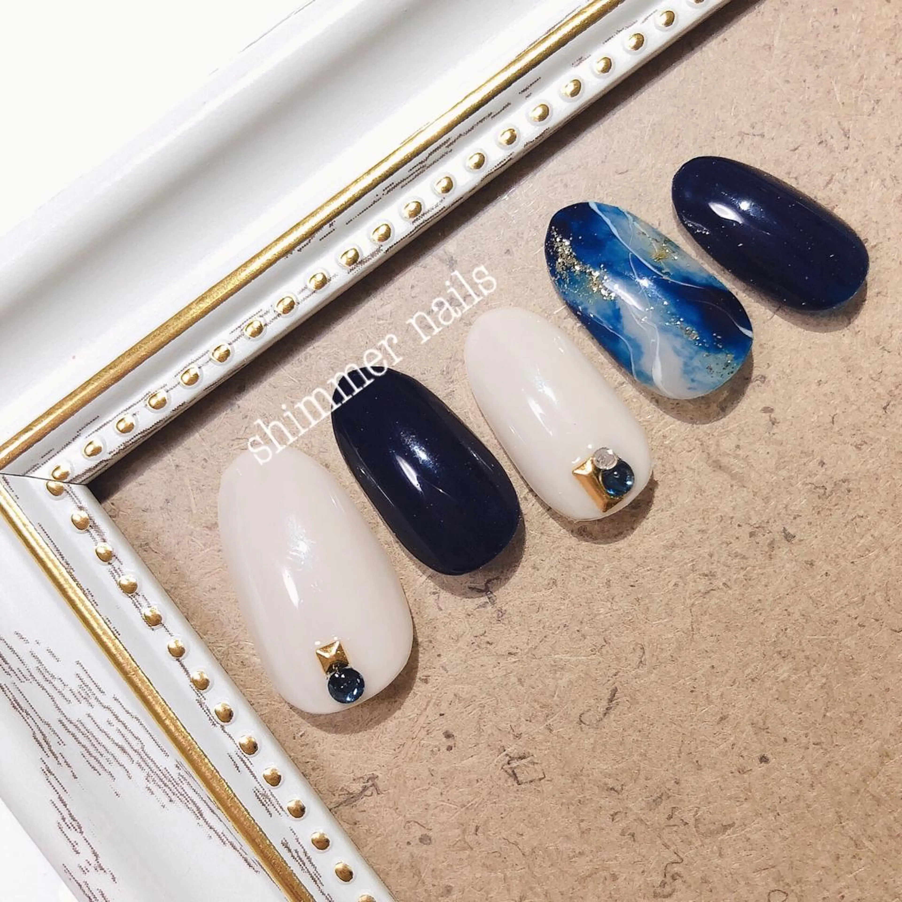 ネイル ネイビー shimmer nailsのネイルデザイン