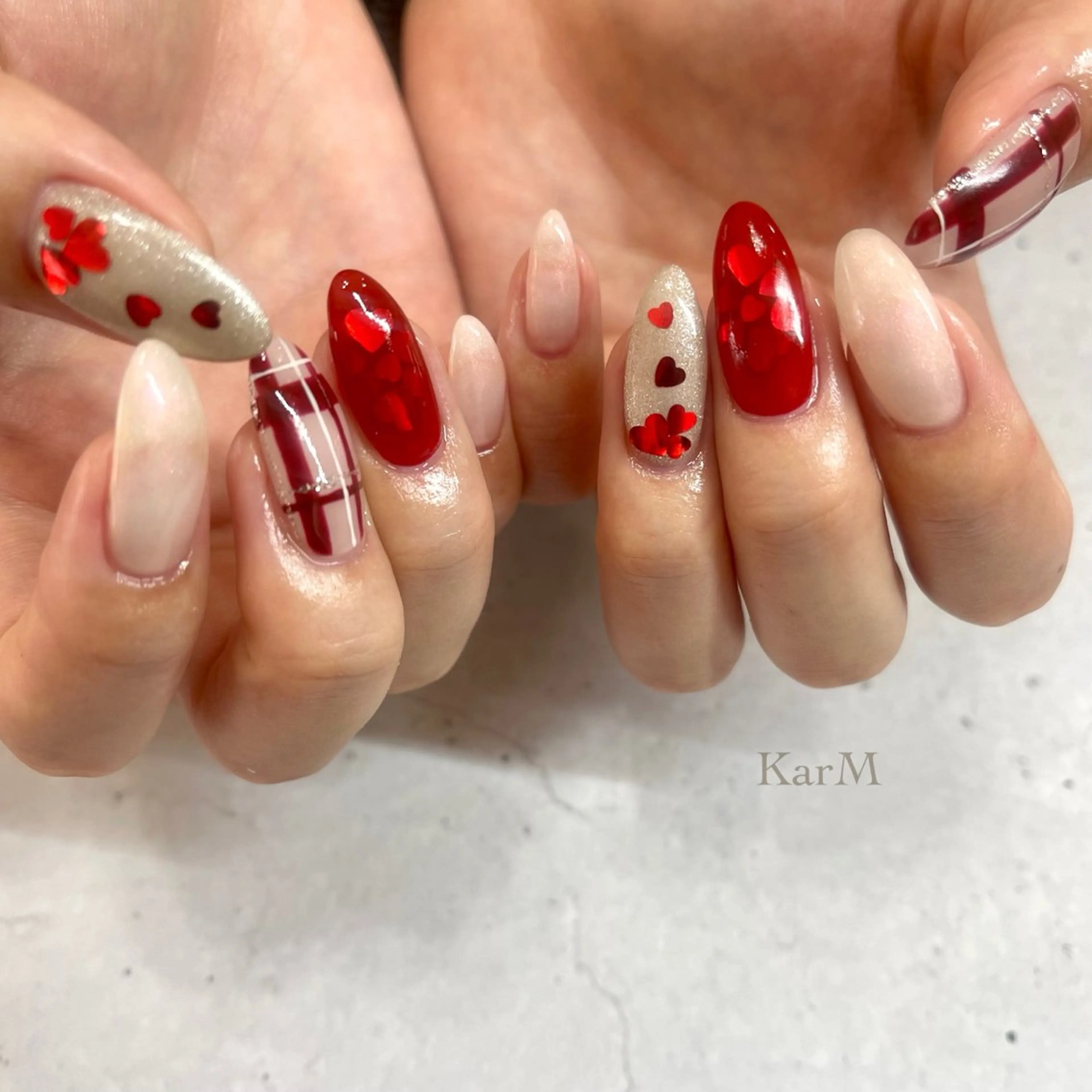 ネイル オーロラネイル チークネイル フラッシュネイル フレンチネイル グラデーション ハンドネイル ogino karinのネイルデザイン