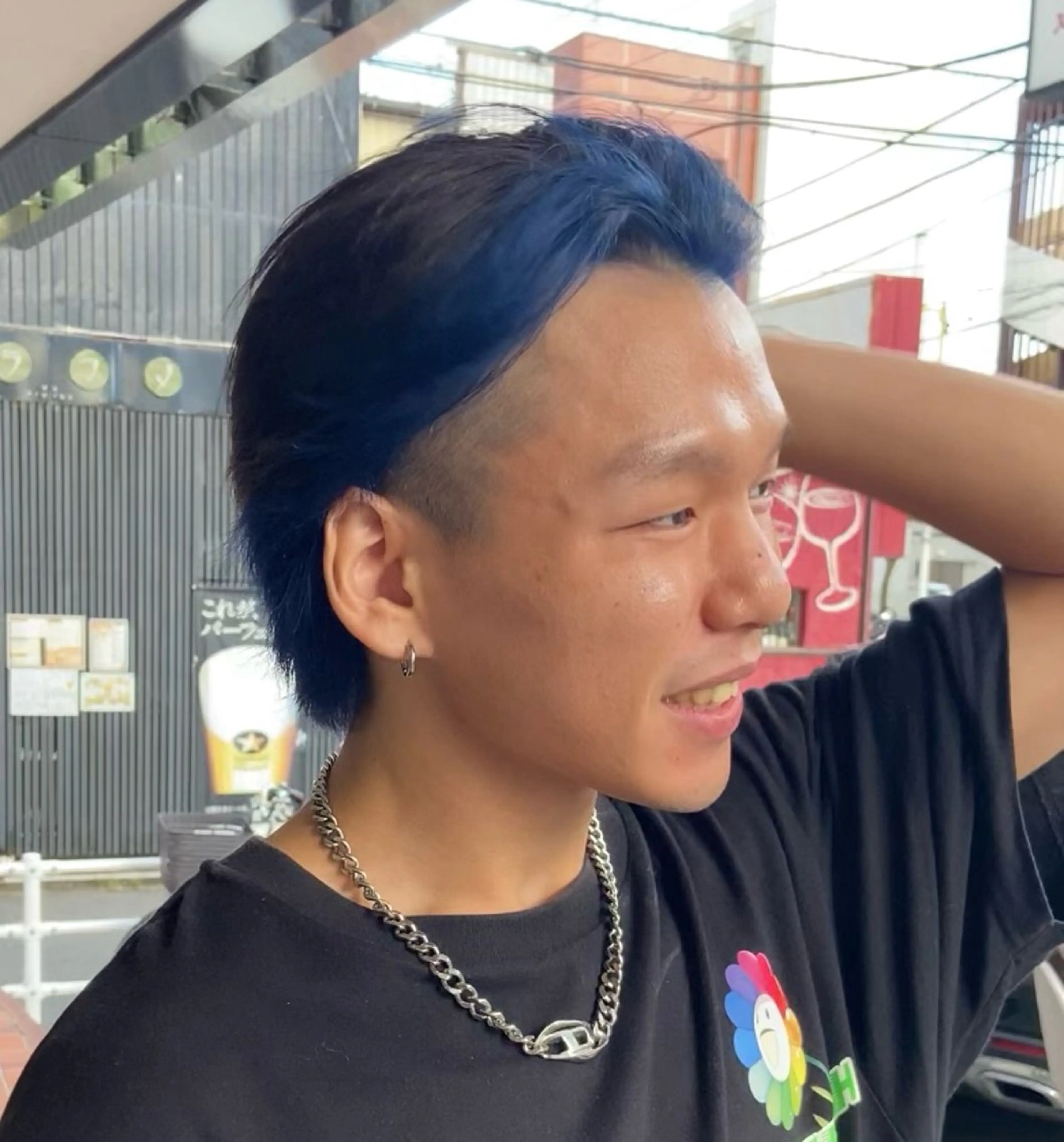 ショート カラー メンズ メンズパーマ ブルーカラー デザインカラー メンズ特化/茅ヶ崎 style磯貝裕介のヘアスタイル