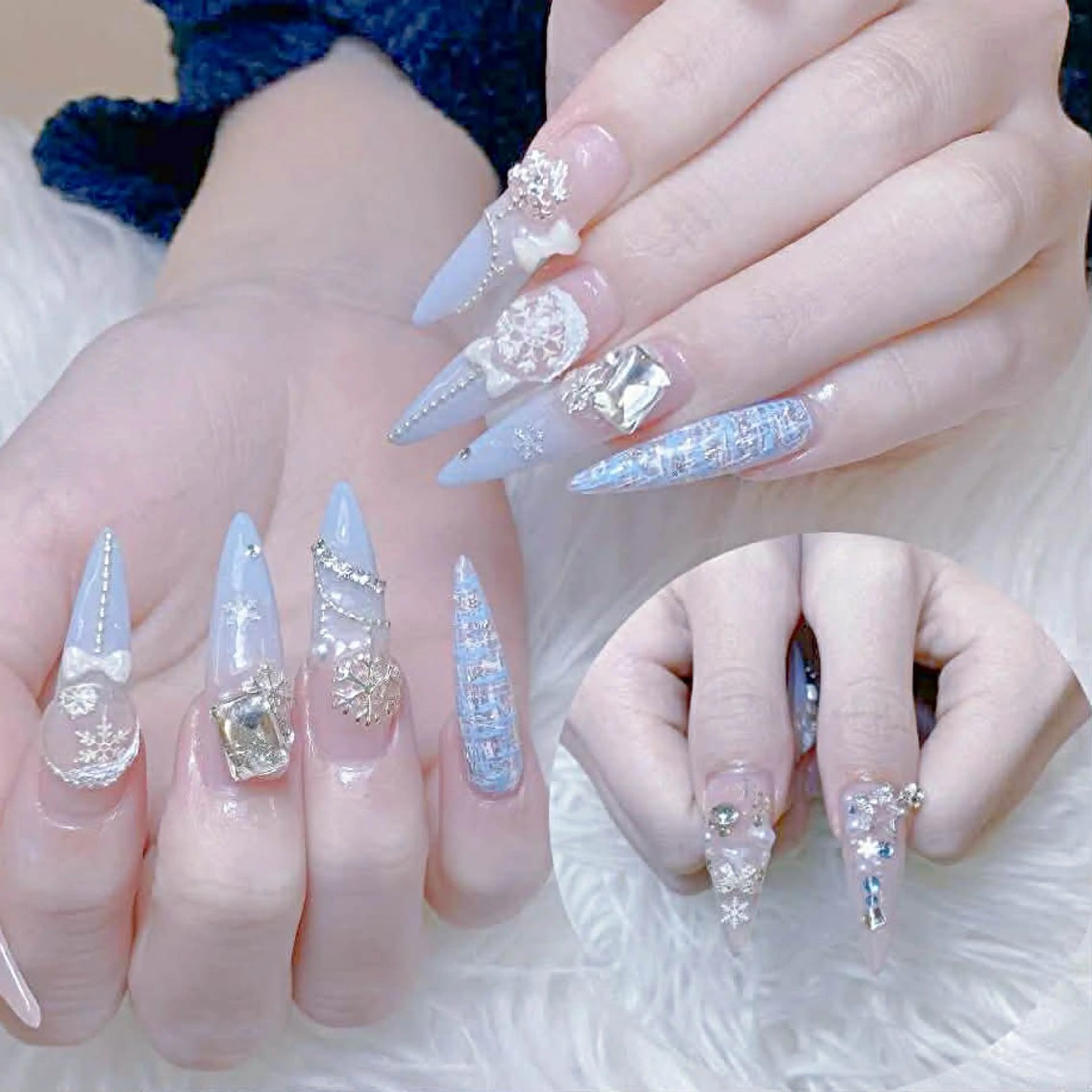 ロング ANH ゴテゴテネイルのネイルデザイン