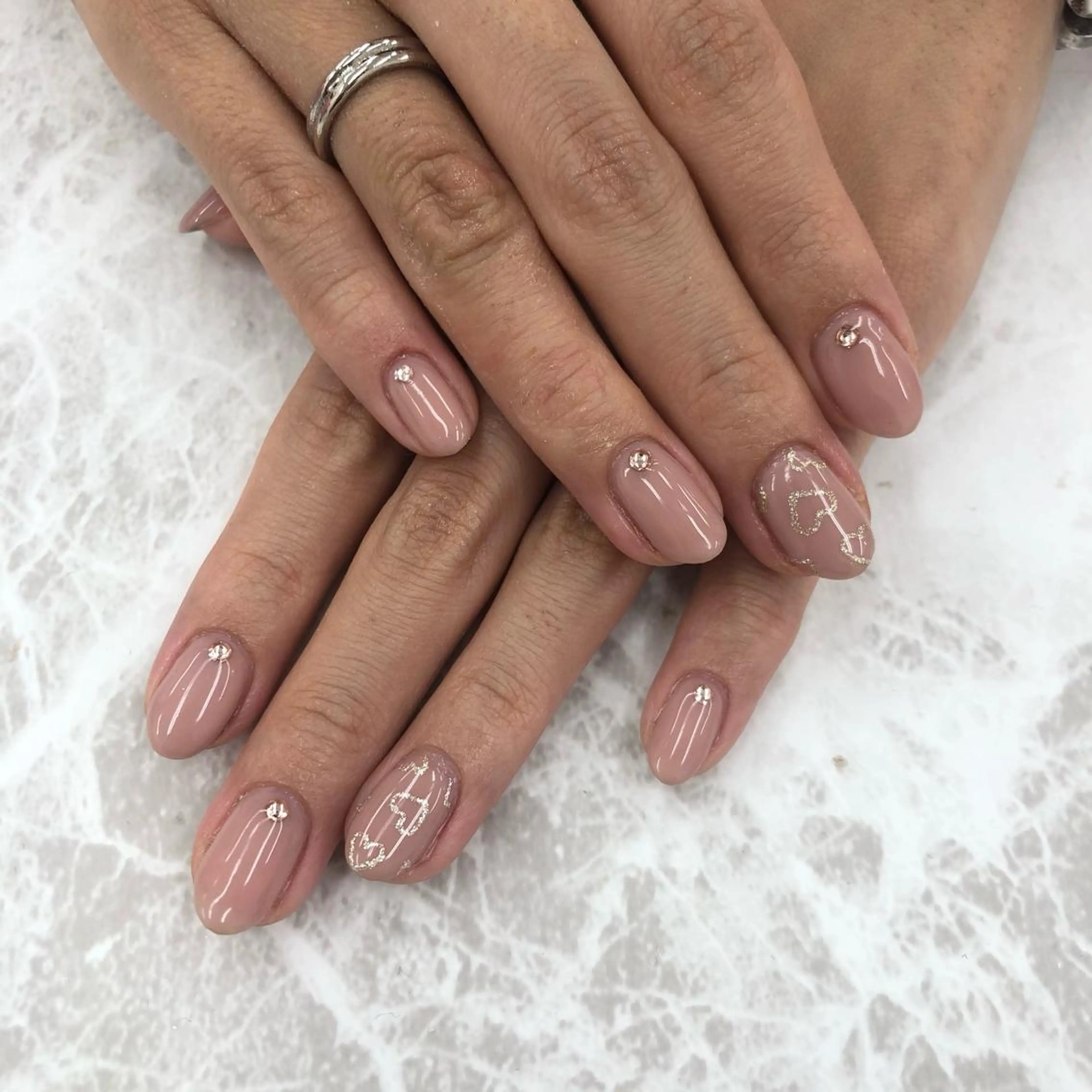 ネイル アートネイル ハート ラメ(グリッター) 🌺Bianca立川 HAGA🌺のネイルデザイン