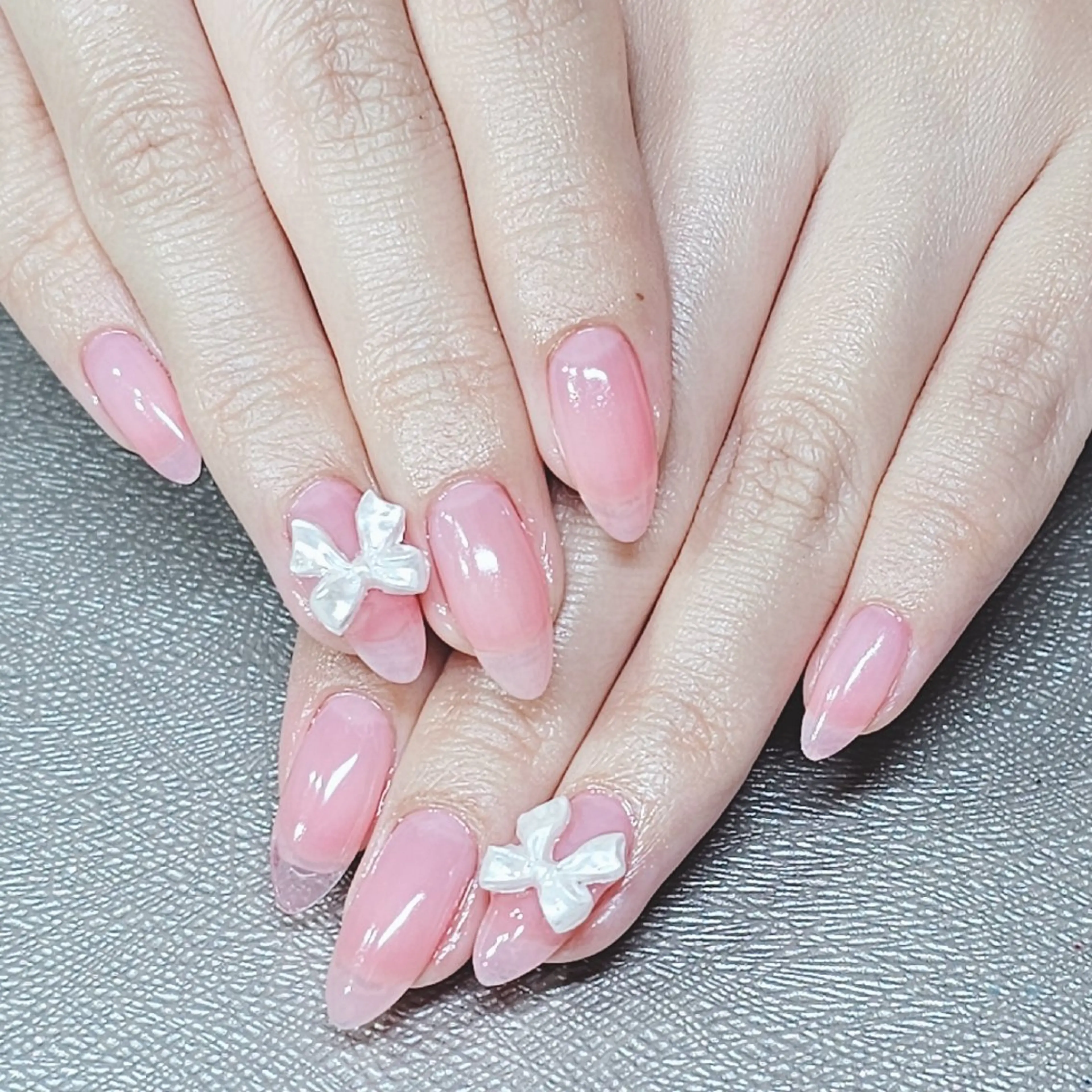 ネイル 長さ出し リボン salon de  Princessのネイルデザイン