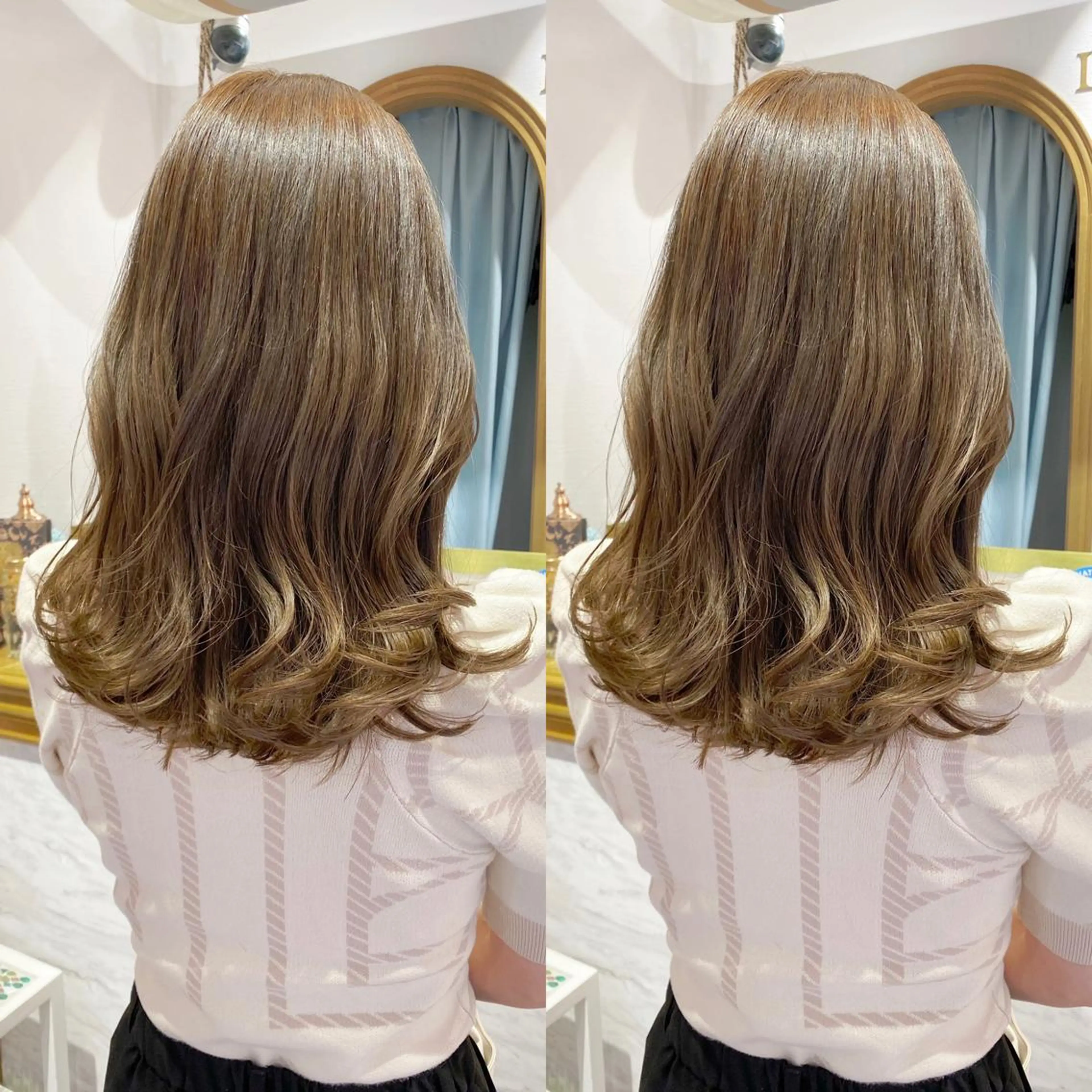 ミディアム カット ヘアカラー トリートメント レイヤーカット /透明感カラー西田のヘアスタイル