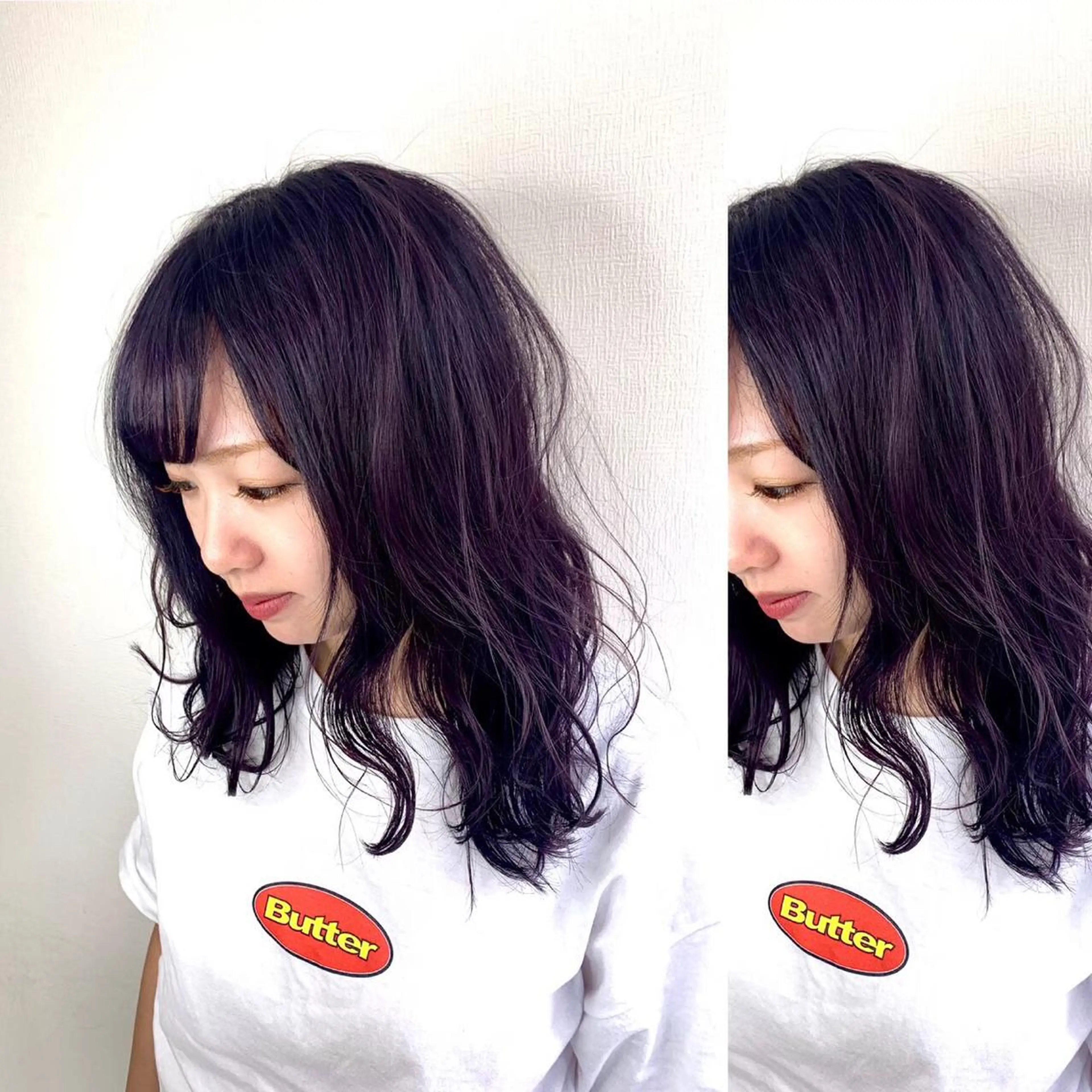 セミロング カラー カット トリートメント JuNブリーチに 縮毛矯正するプロのヘアスタイル