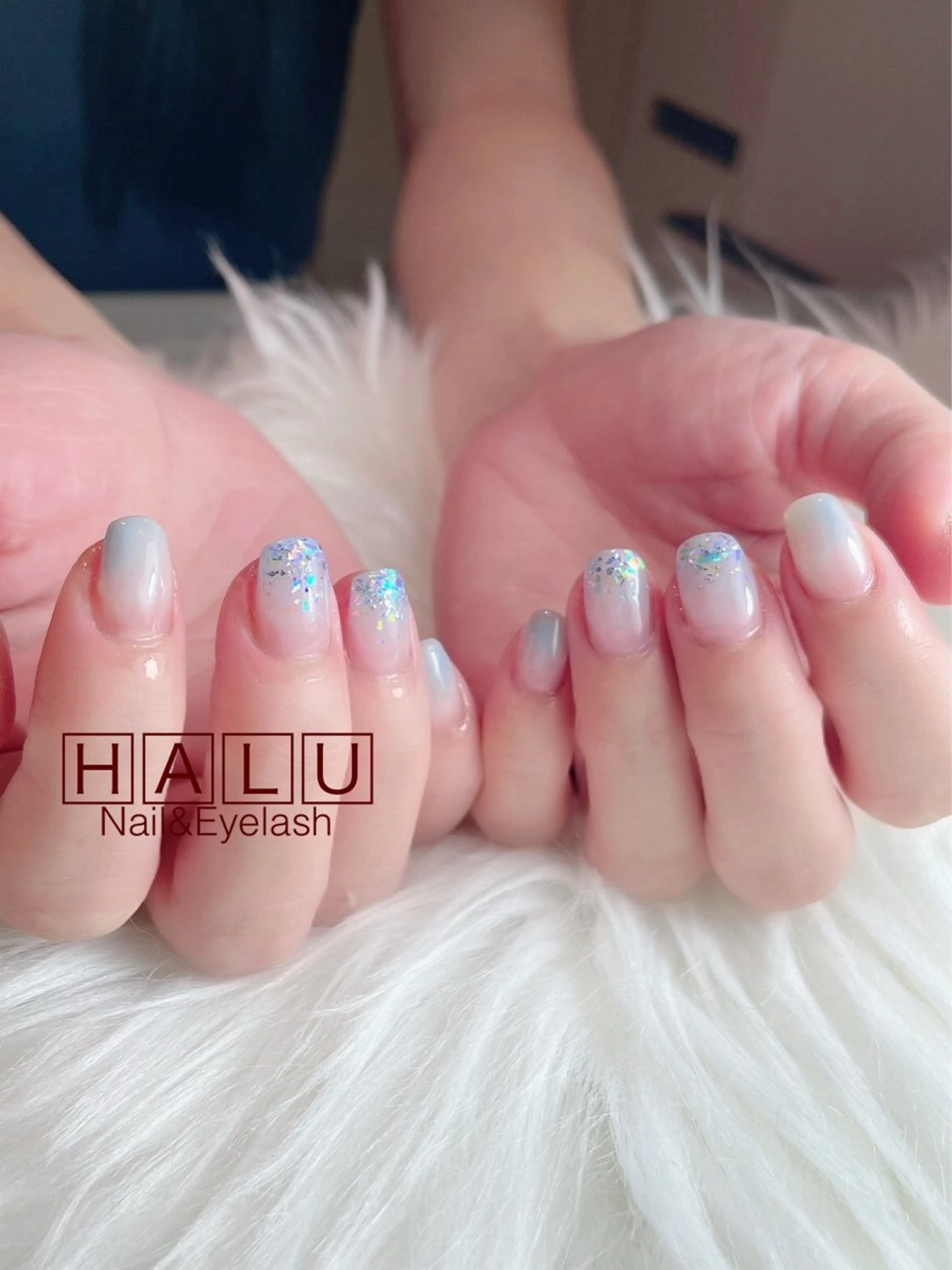 ネイル ブルー キラキラネイル ラメ(グリッター) HALU ハルのネイルデザイン