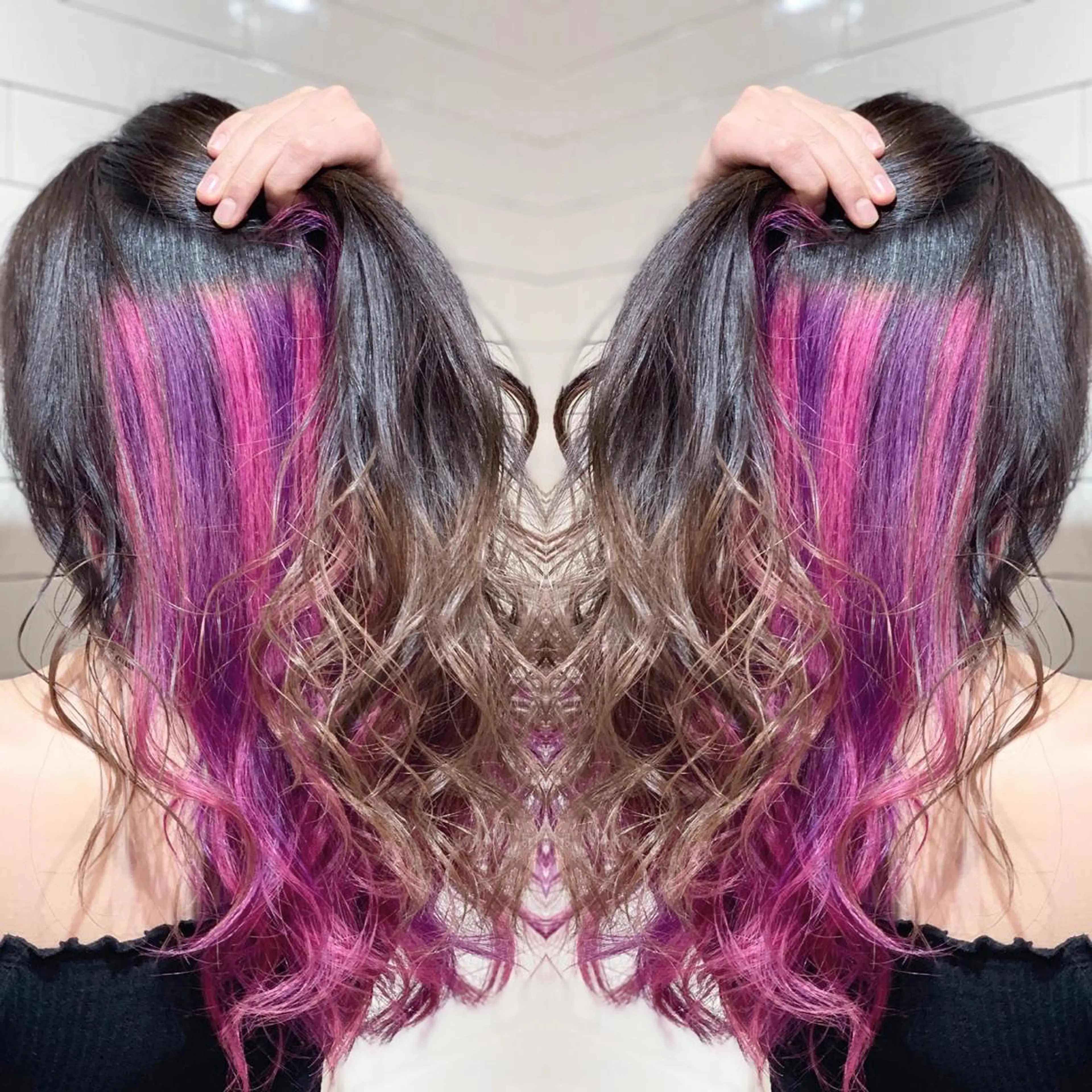 セミロング カラー ヘアアレンジ ヘアカラー トリートメント 髪質改善×ハイトーン 中田啄也のヘアスタイル