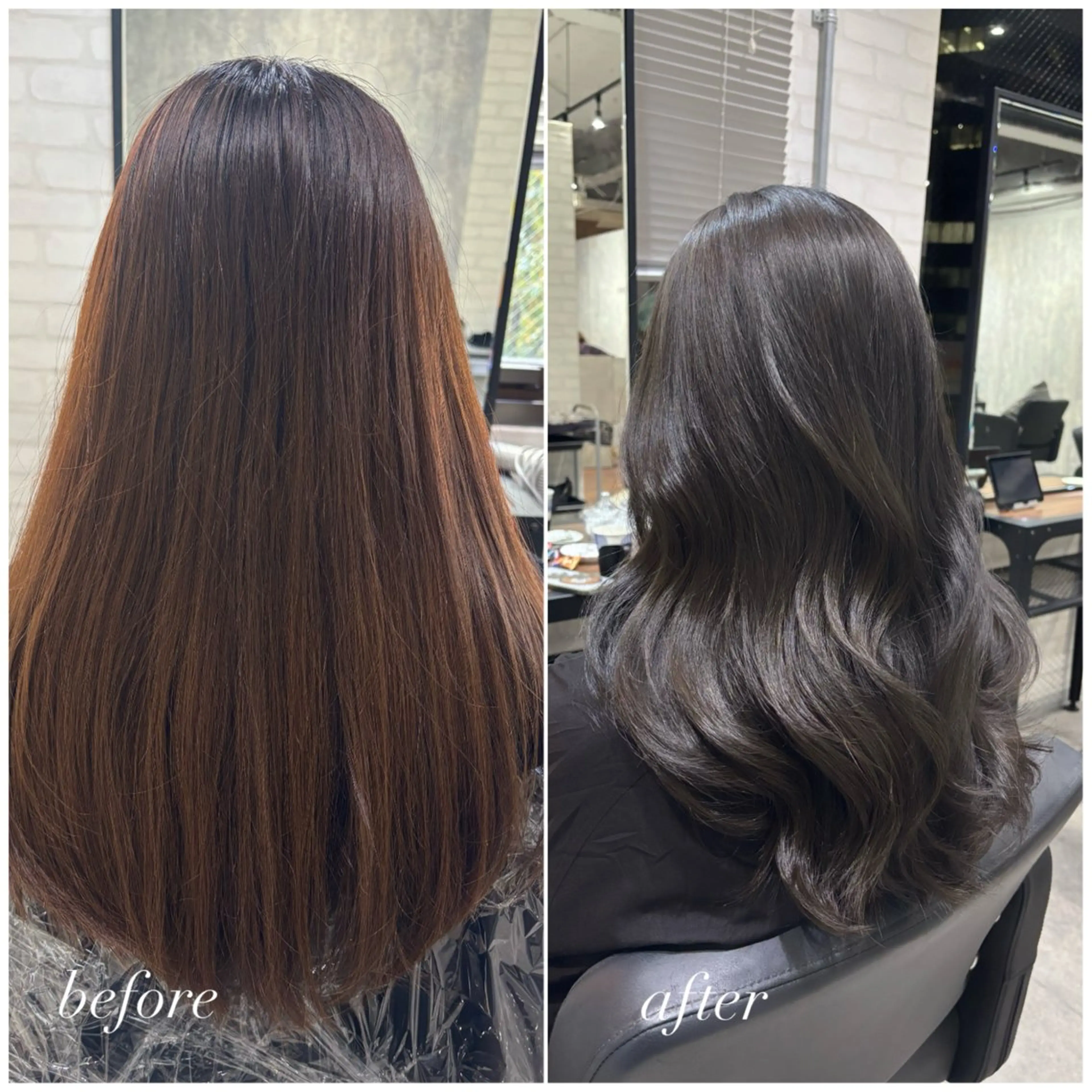 セミロング カラー ヘアアレンジ ヘアカラー トリートメント kei🤎ベージュ /透明感カラー/博多のヘアスタイル