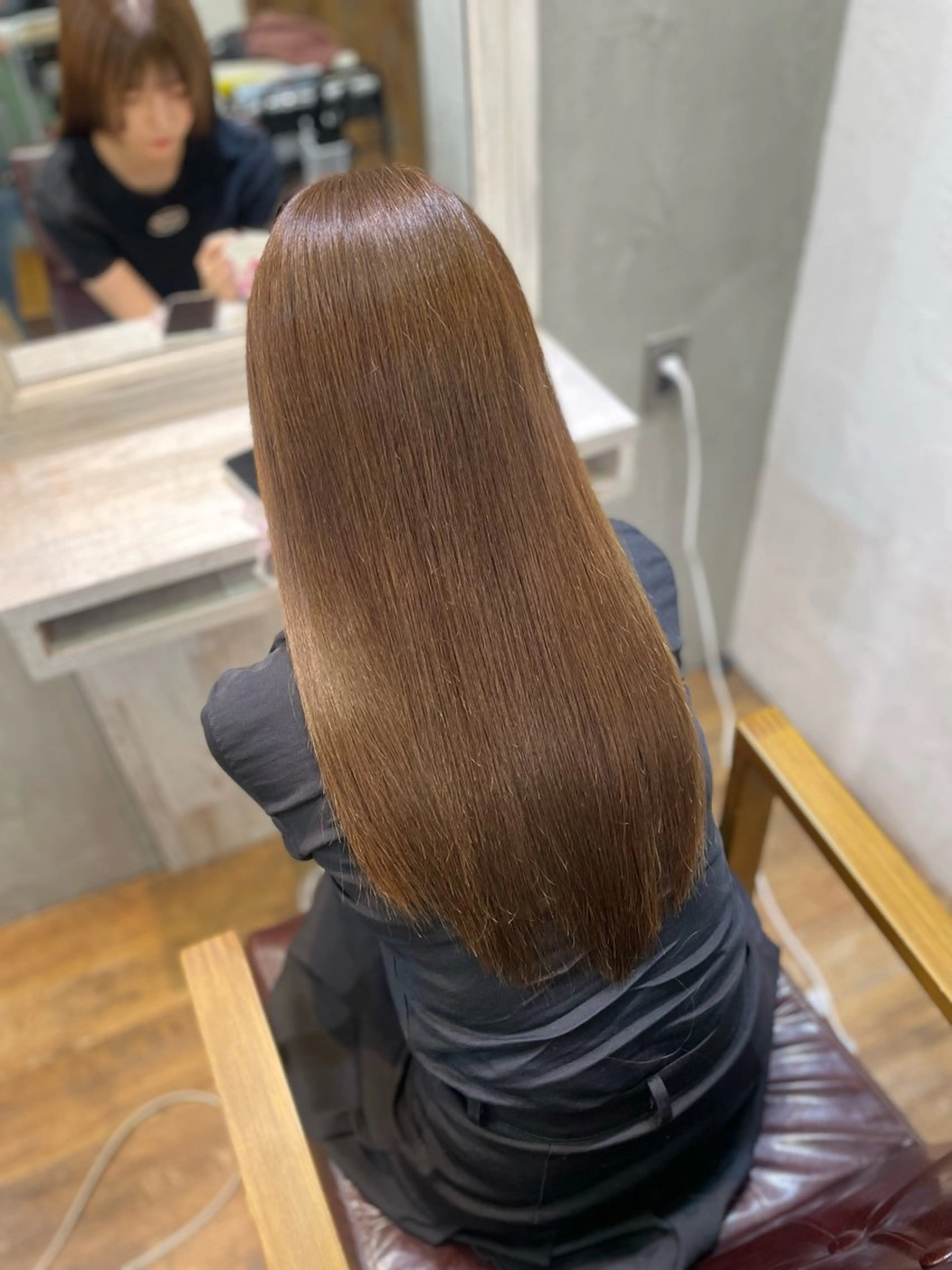 ロング カラー カット ヘアカラー トリートメント 似合わせ/新宿 顔周りレイヤー/艶髪のヘアスタイル