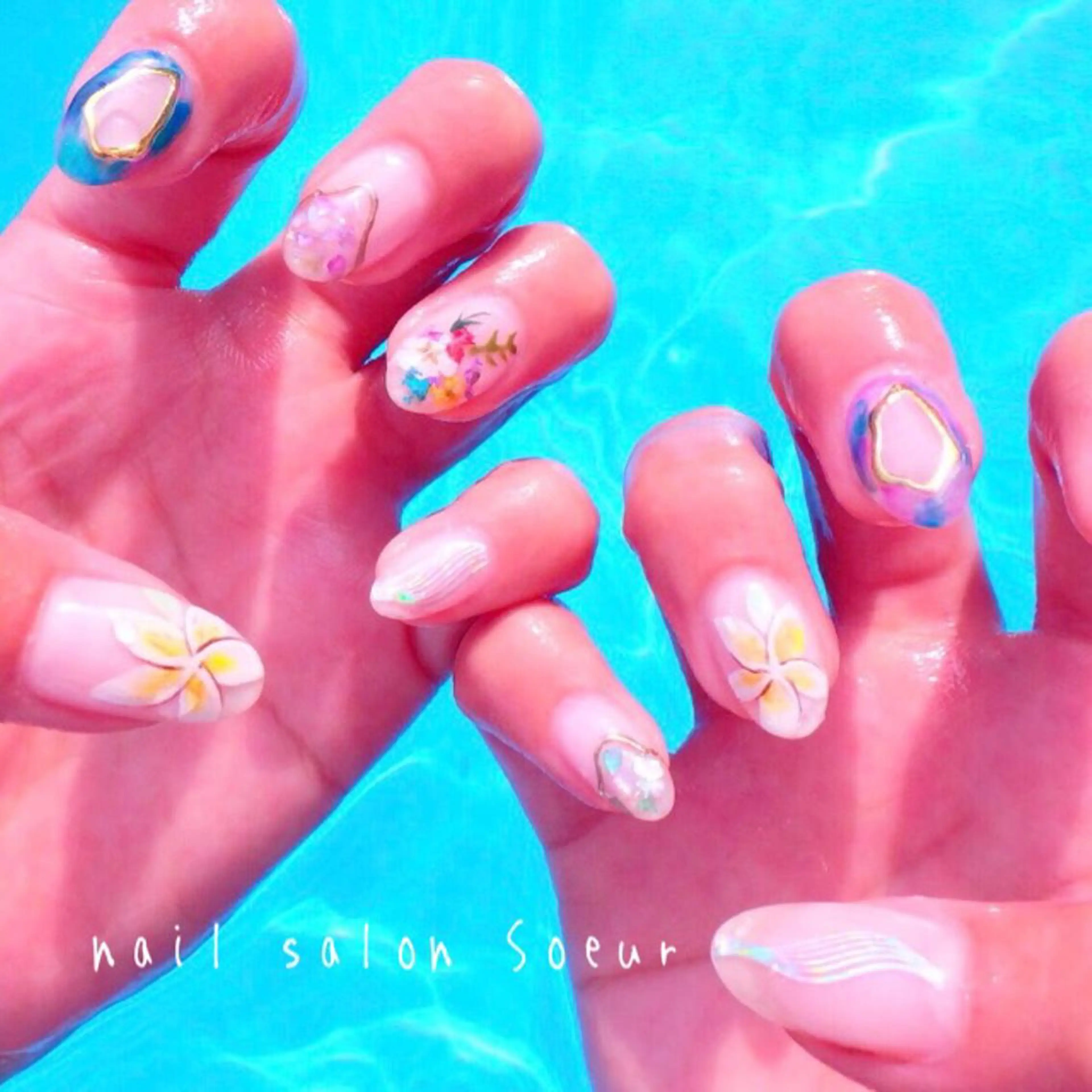 ネイル アートネイル クリアネイル ジェルネイル 夏ネイル ハンドネイル nail salon Soeurのネイルデザイン