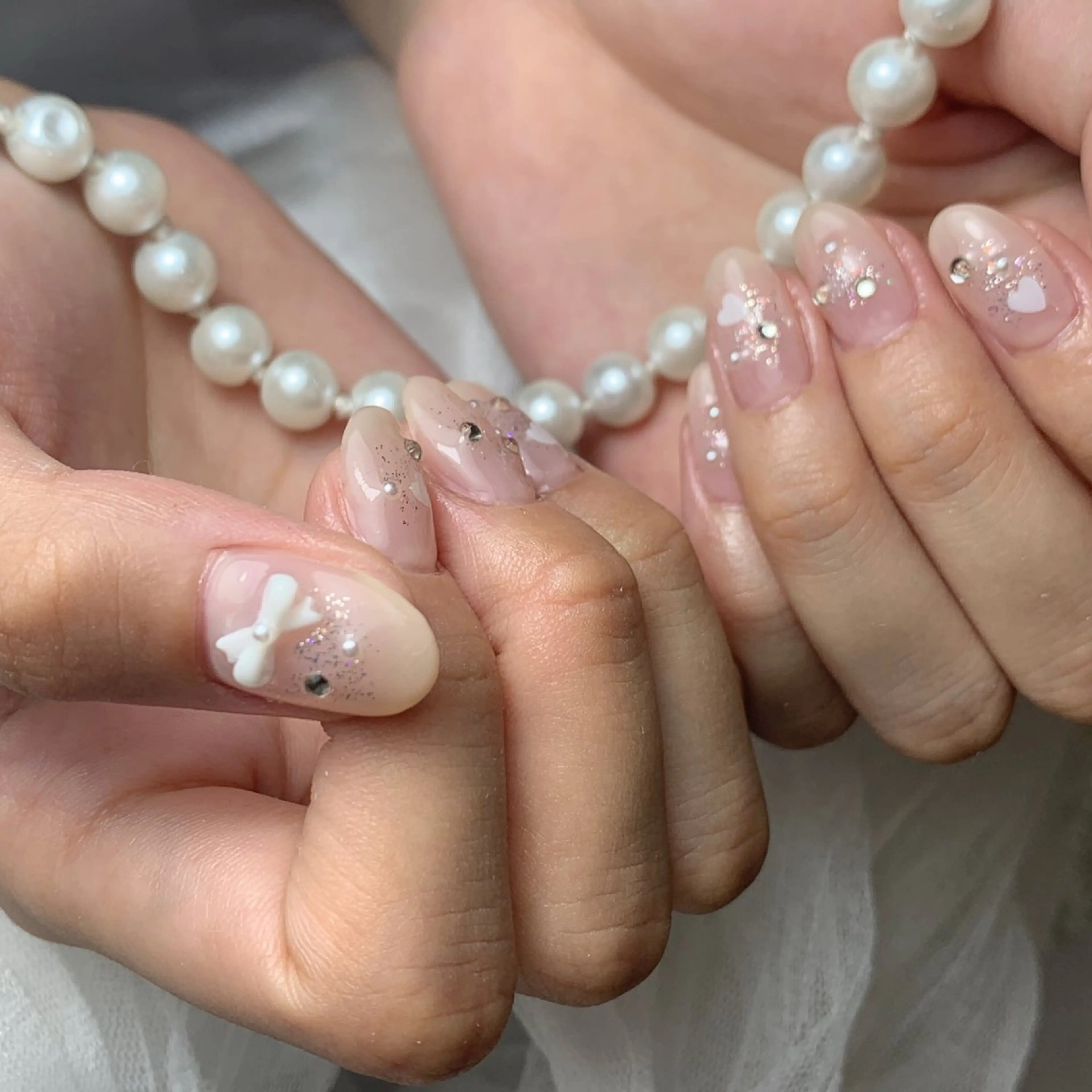 ネイル アートネイル フラッシュネイル フレンチネイル ガラスフレンチ グラデーション ハンドネイル M2 BEAUTY アユミのネイルデザイン