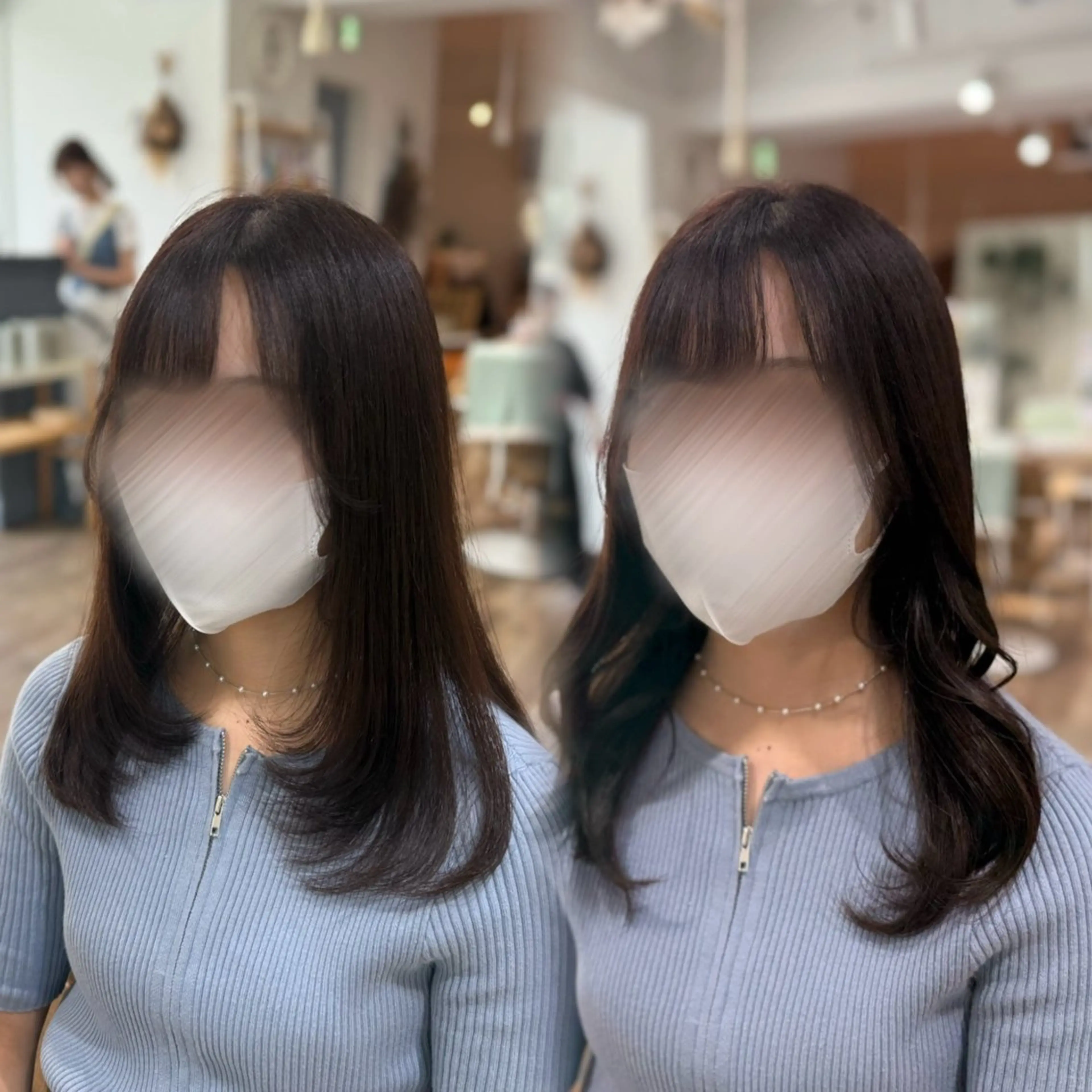 セミロング くびれヘア レイヤーカット ピンク・ラベンダー/ レイヤー/NANAのヘアスタイル