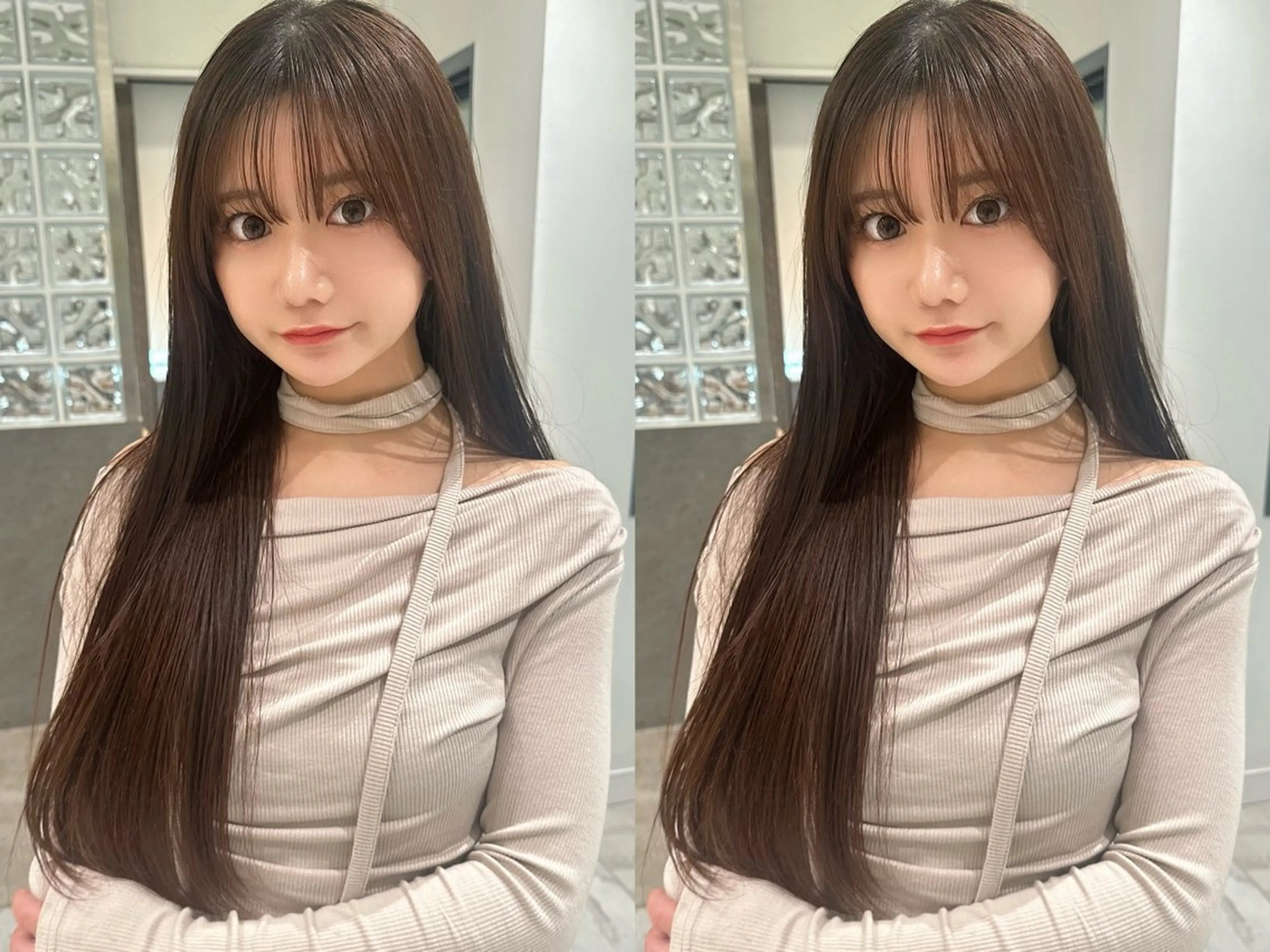 ロング カット ヘアカラー MASHU韓国ヘア/ レイヤー/透明感カラのヘアスタイル