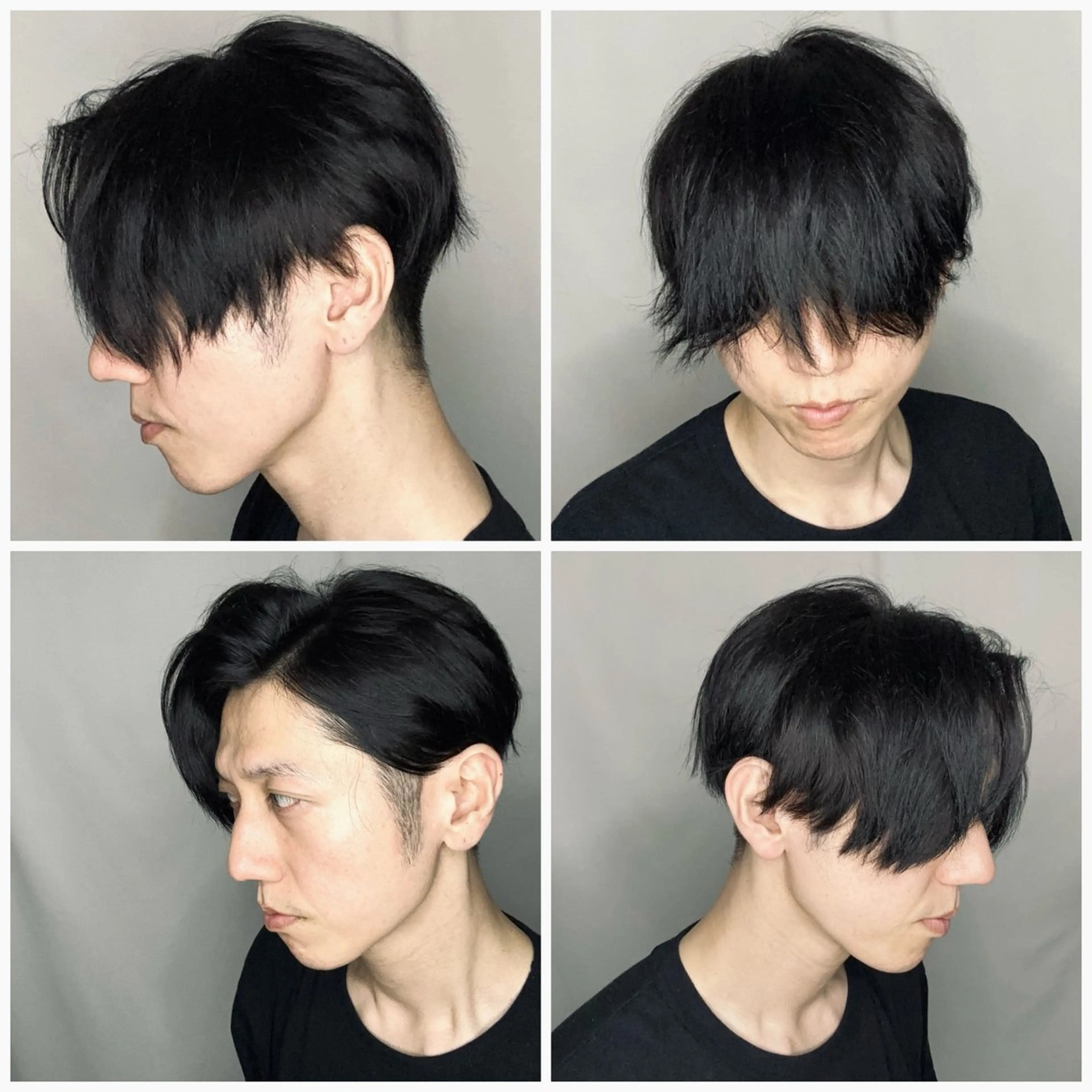 ショート カラー メンズ 前下がりボブ 黒髪 ブルーカラー ブルーブラック ボブ 中島 剛のヘアスタイル