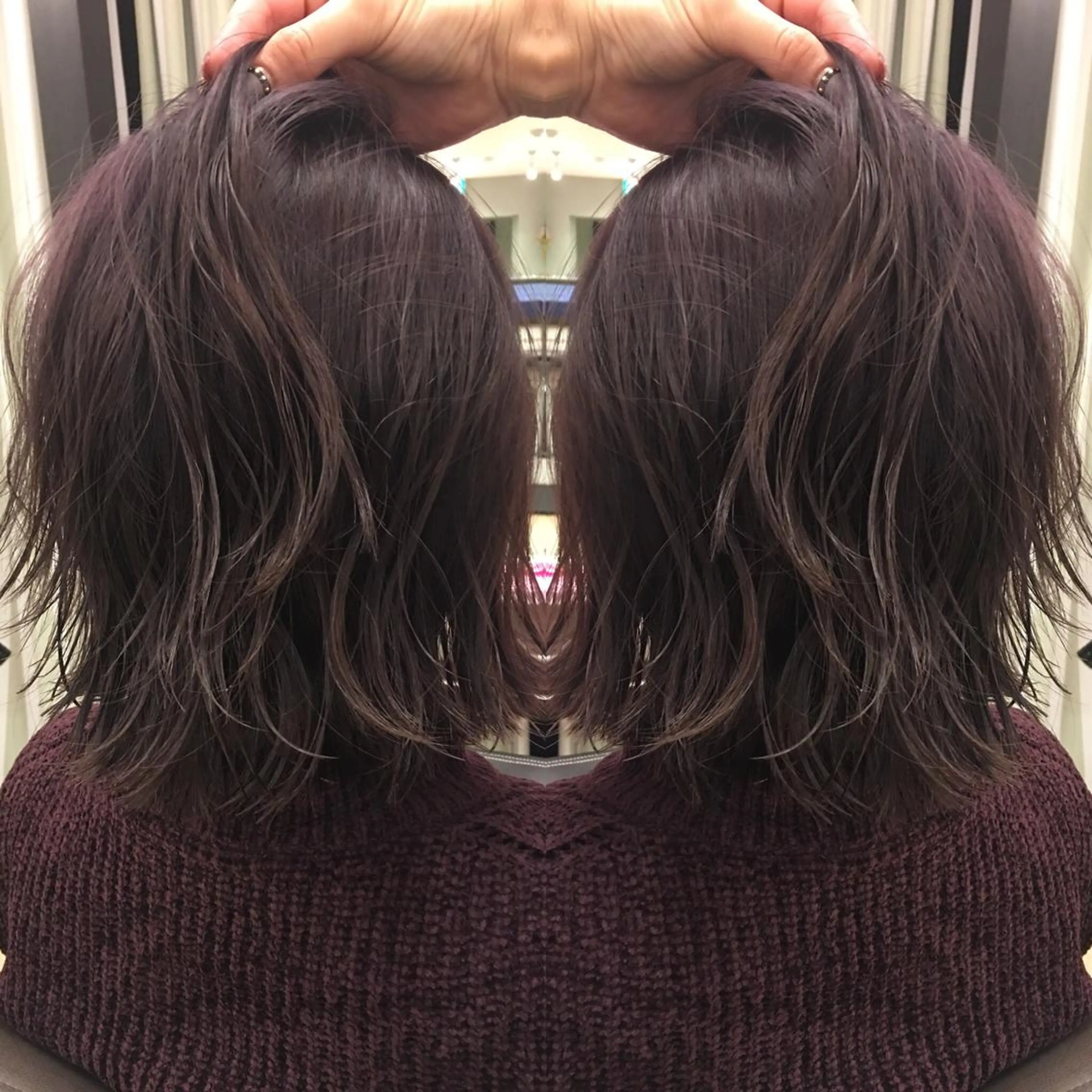 ショート カラー グラデーションカラー グレージュ バイオレットカラー バイオレットグレージュ box mico. mutsumiのヘアスタイル