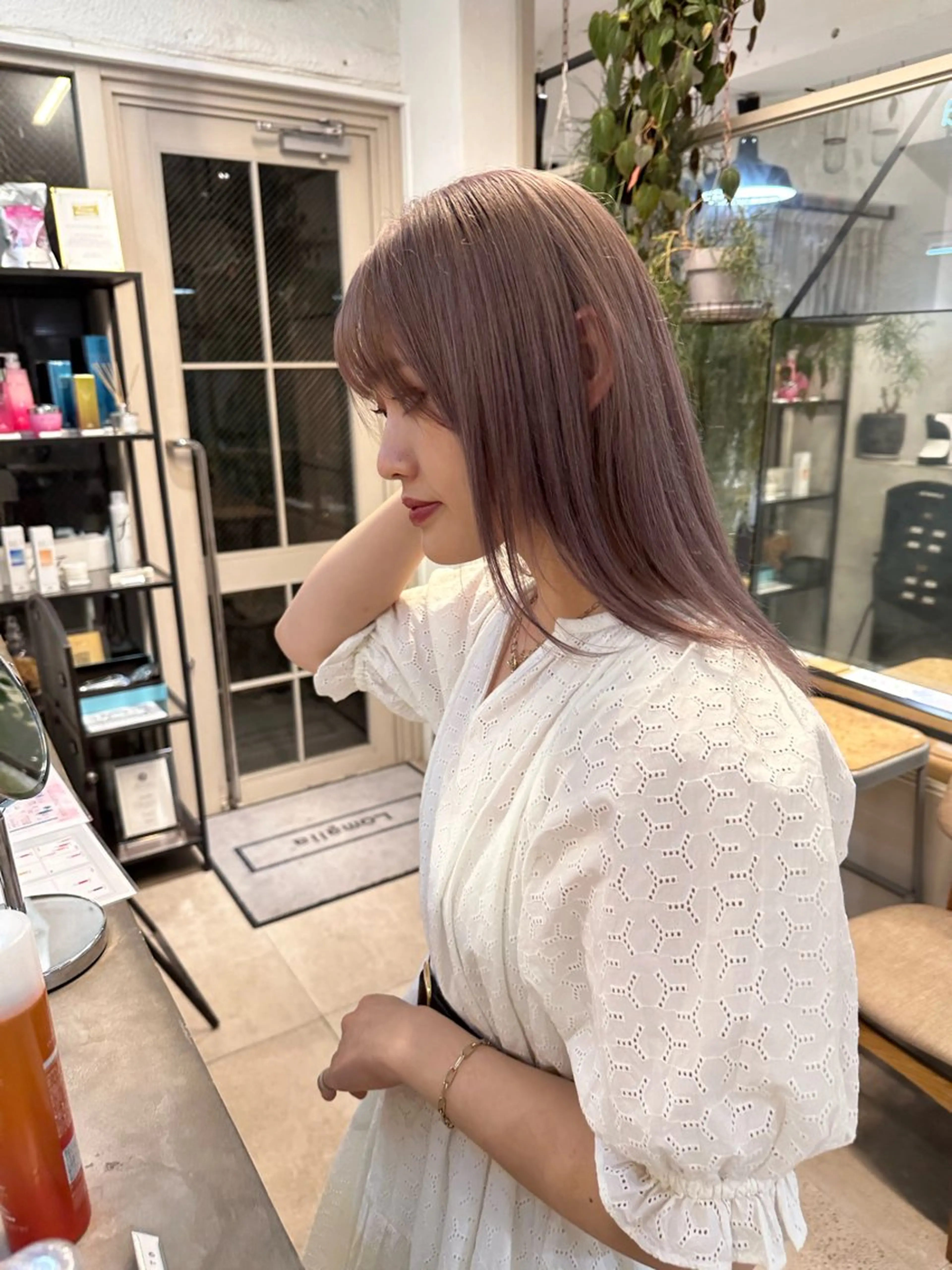 セミロング カラー ヘアカラー トリートメント REINA☁️透明感 カラー/ぷつっと♡のヘアスタイル