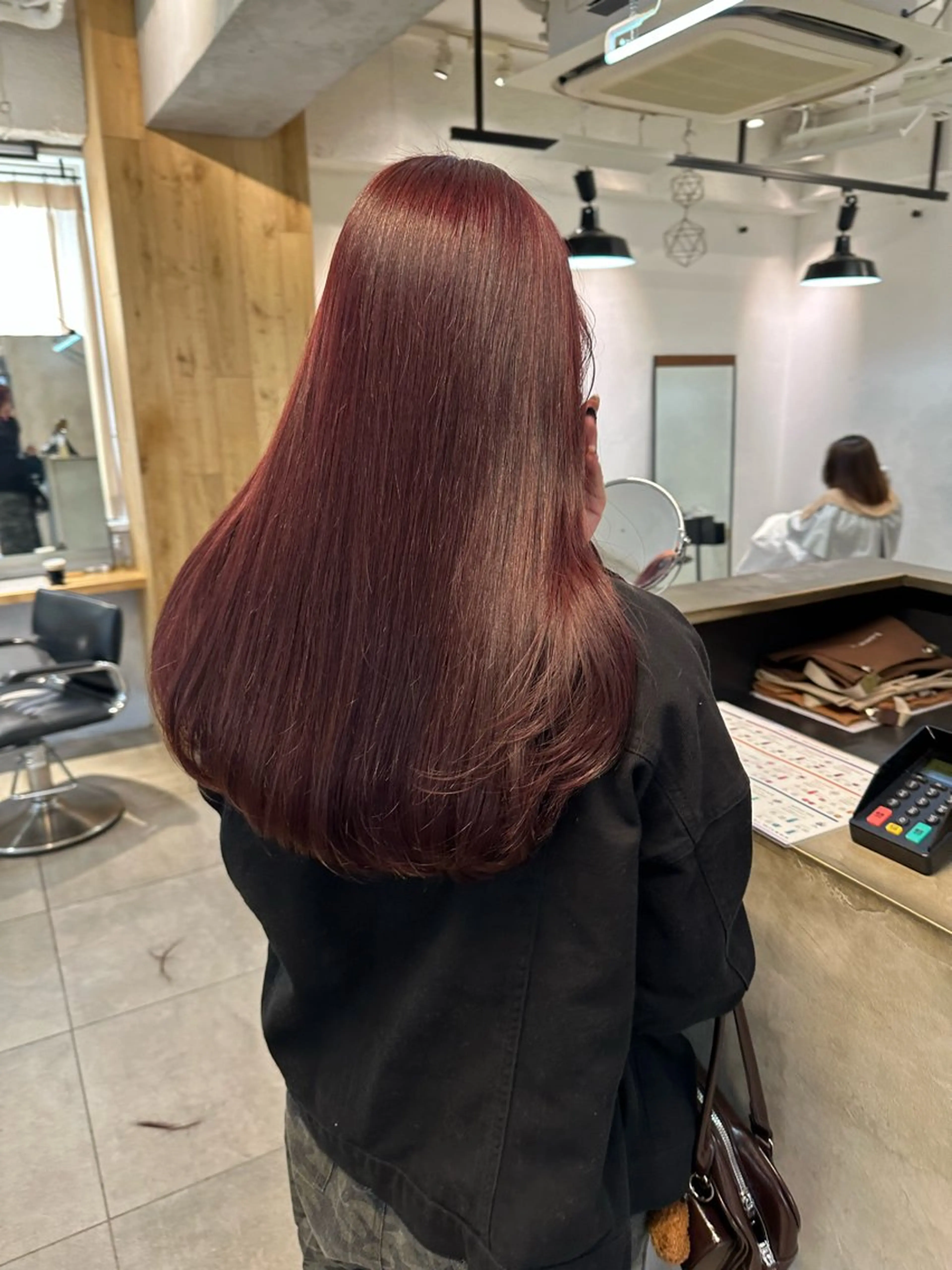 ロング カラー レッドカラー カット ヘアカラー トリートメント REINA☁️透明感 カラー/ぷつっと♡のヘアスタイル