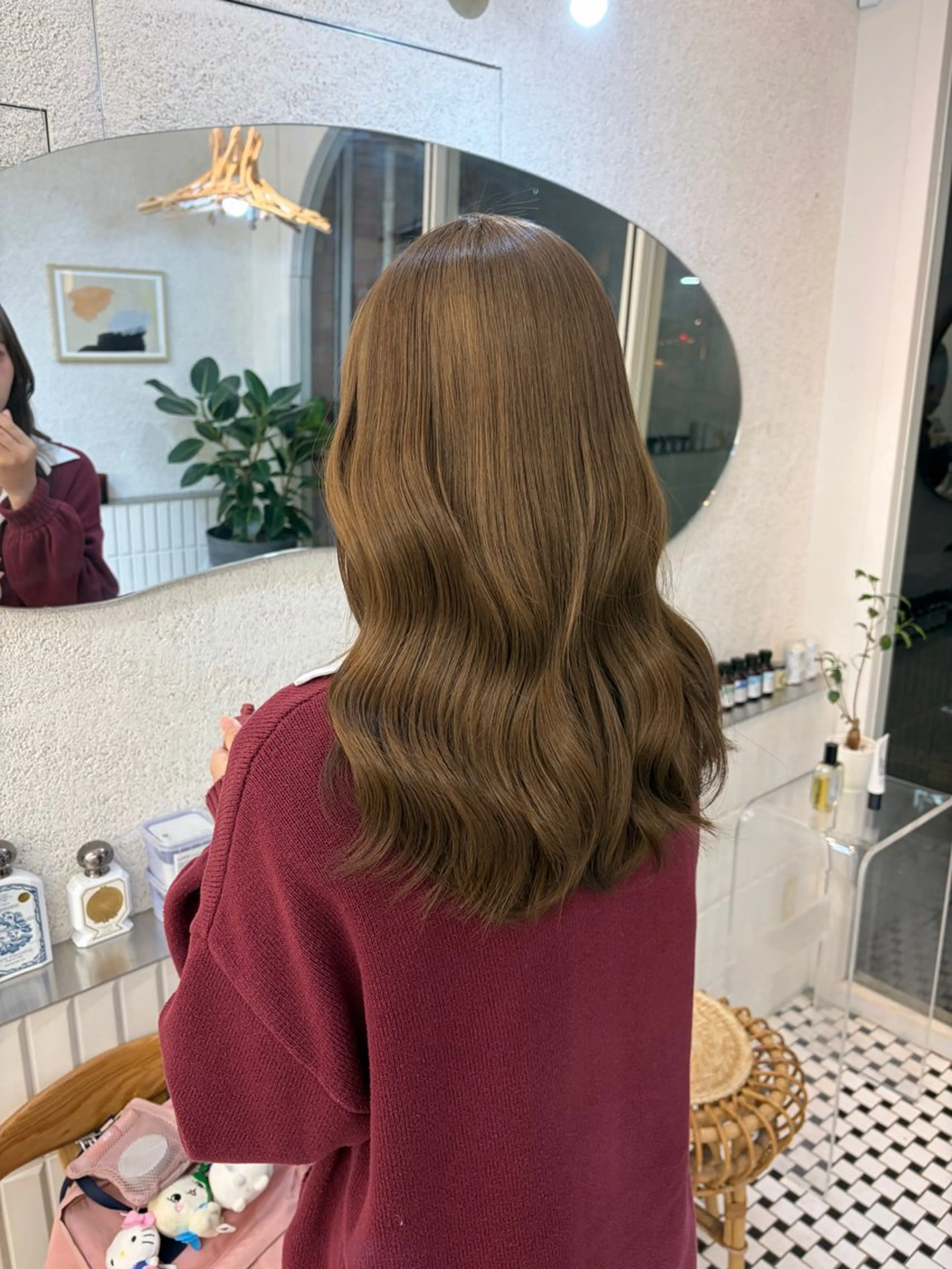 ロング ヘアカラー リン🔔ボブ cut 柔らかベージュ🤎のヘアスタイル