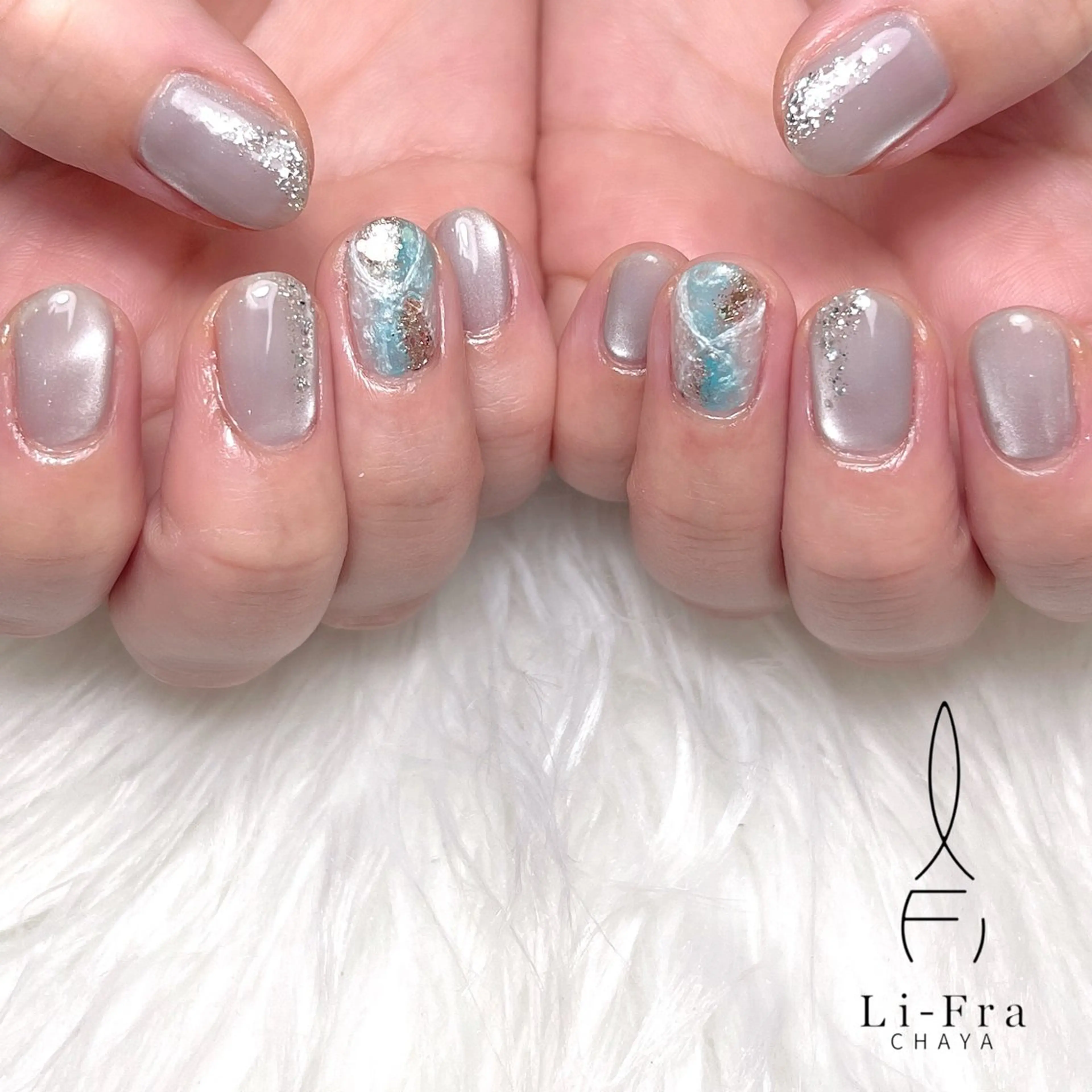 ネイル マグネットネイル ニュアンスネイル ハンドネイル フットネイル Li-Fra JINNOのネイルデザイン