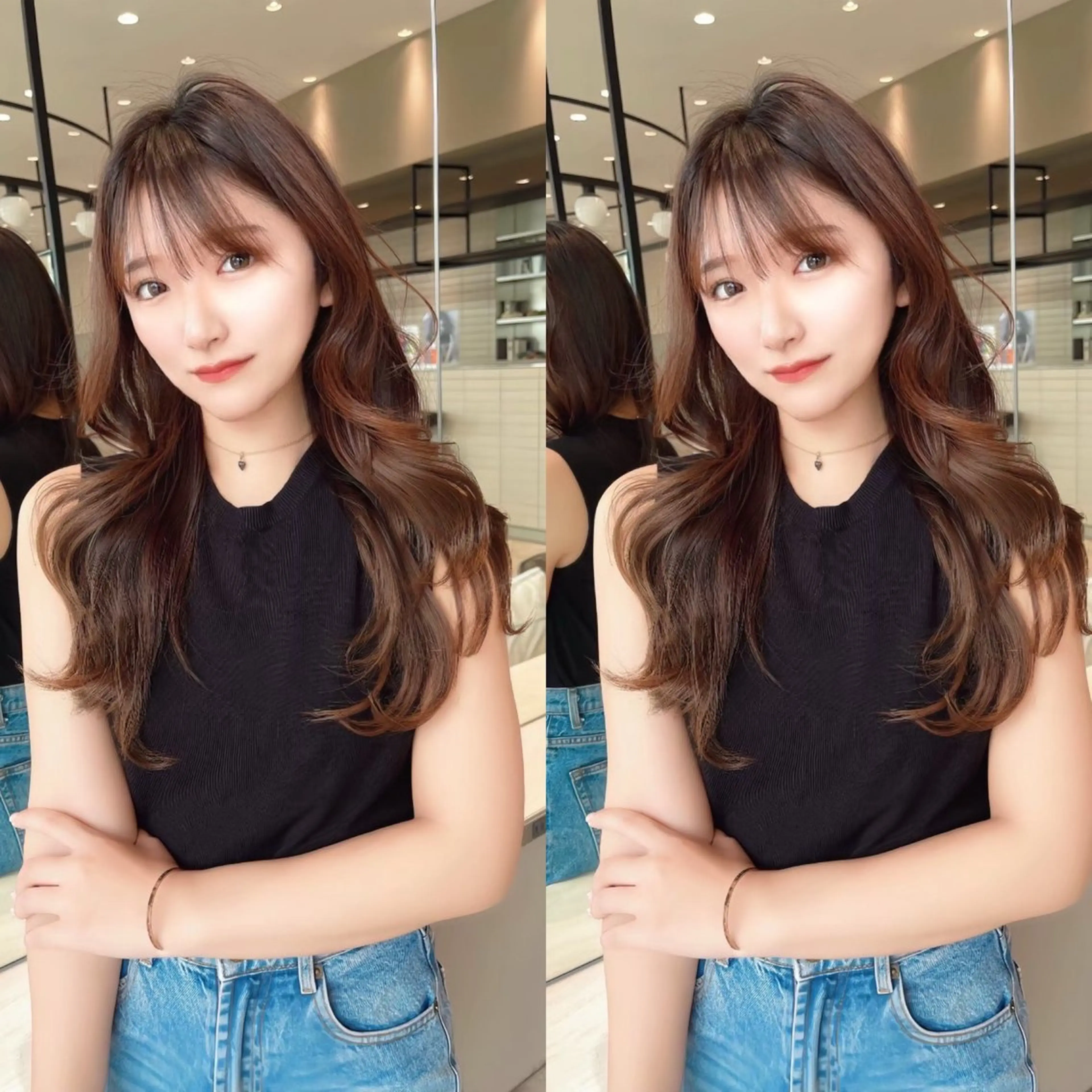 ロング レイヤー/髪質改善 /透け感カラー/艶髪のヘアスタイル