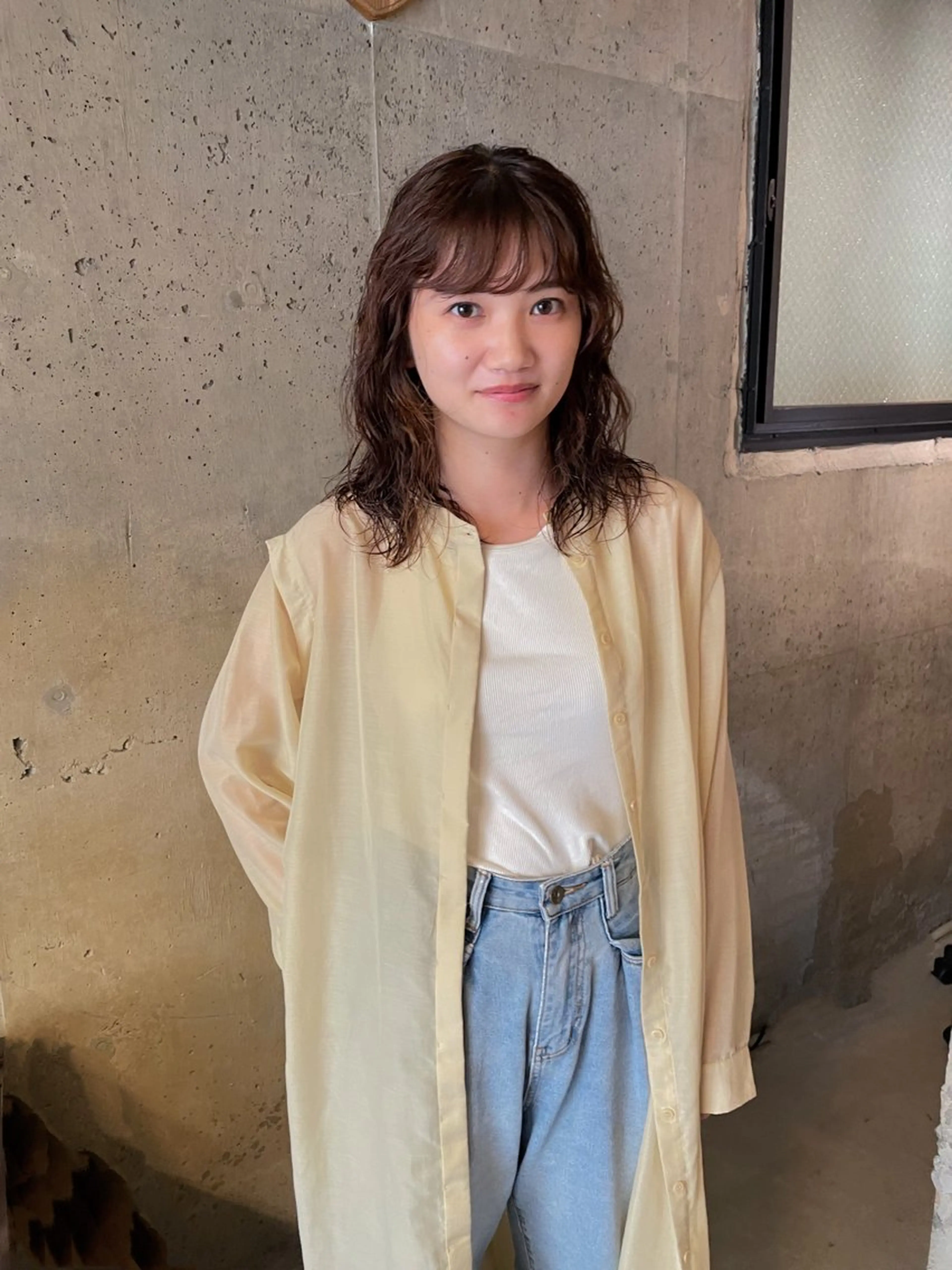 セミロング パーマ パーマ/レイヤー 岩山丈一郎のヘアスタイル