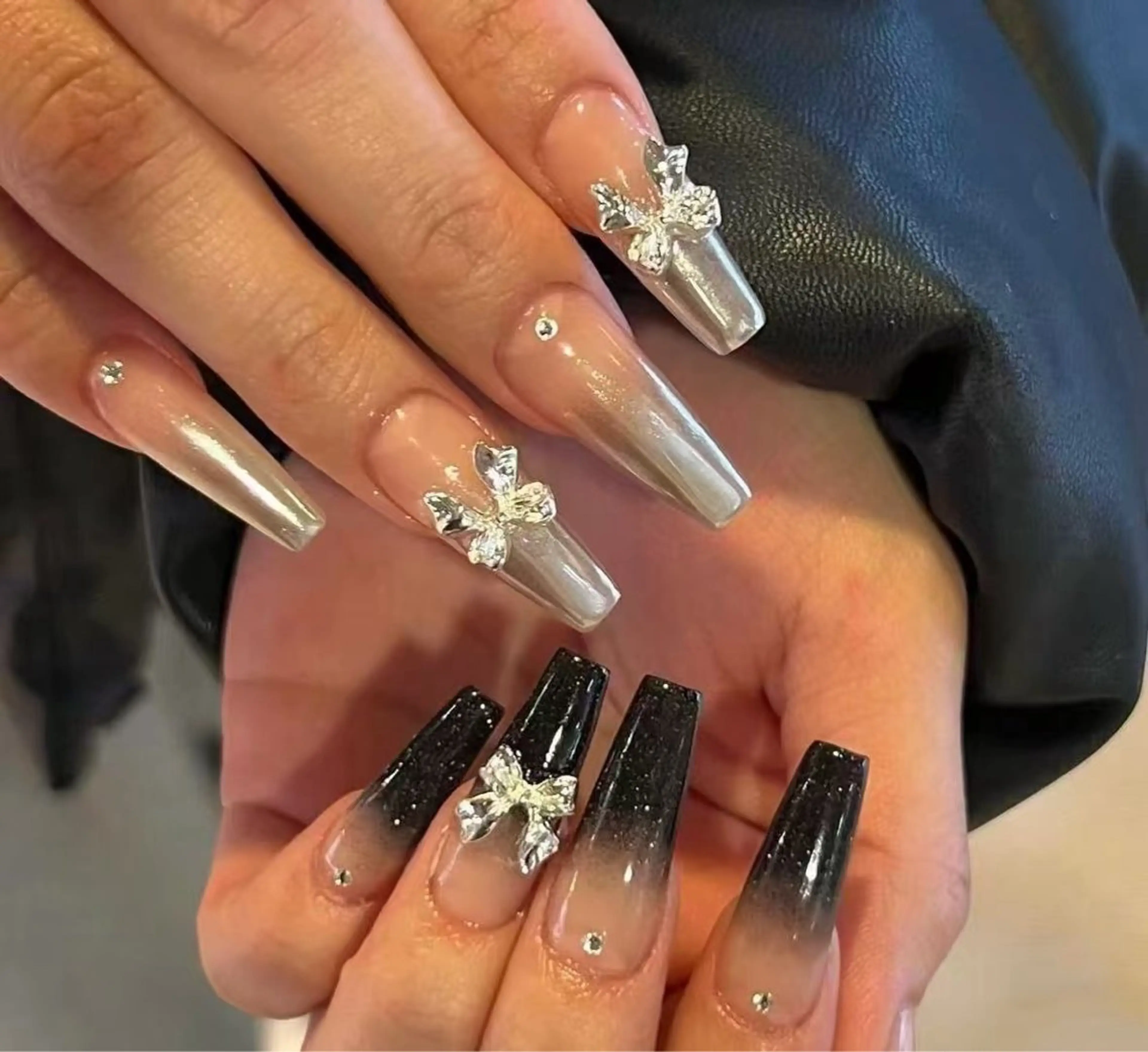 ネイル フラワーネイル フレンチネイル ジェルネイル ガラスフレンチ ハート ハンドネイル BabyYouMi nailのネイルデザイン