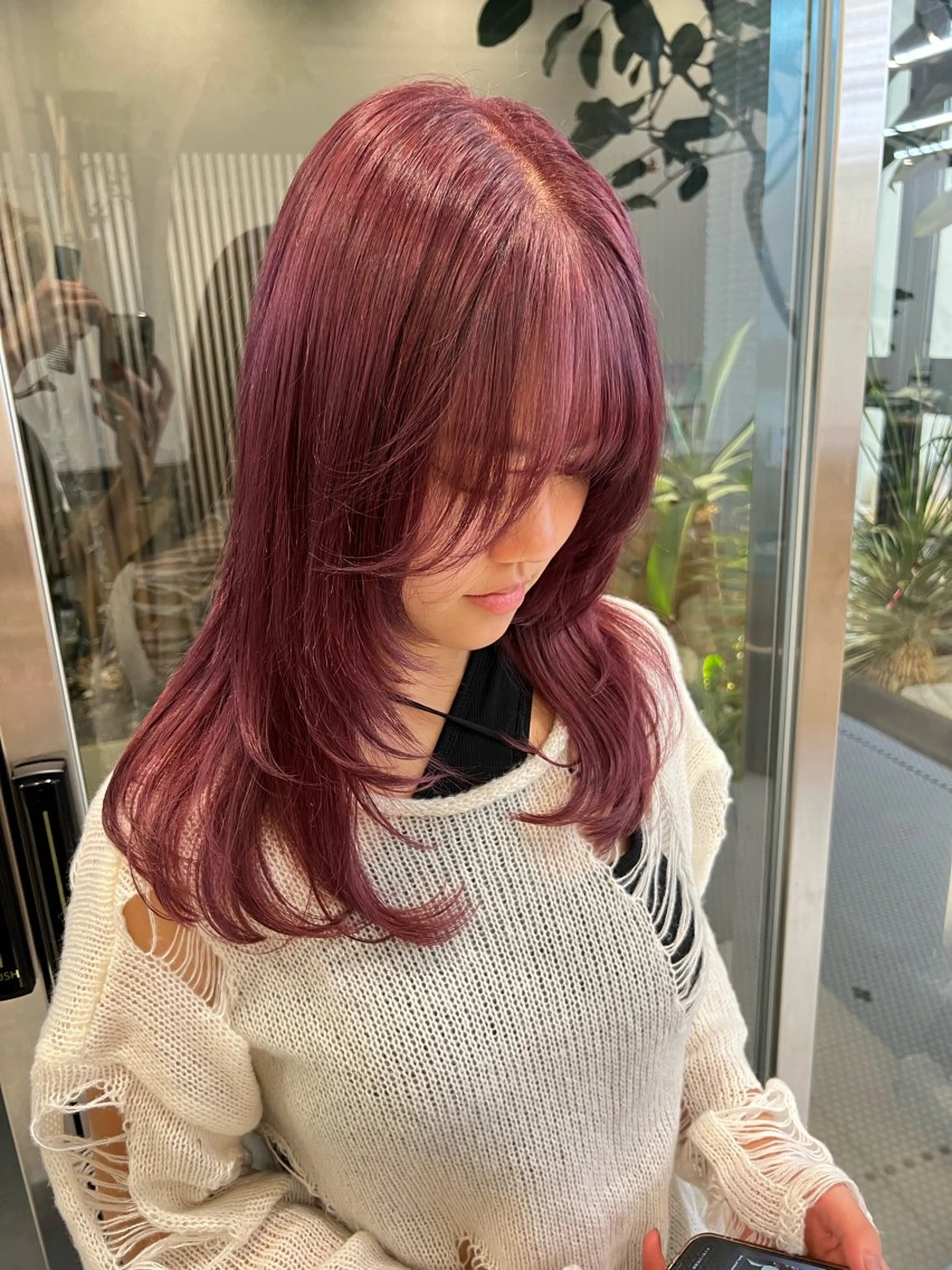 ロング 韓国風ヘア レイヤーカット ロング カット 抜きっぱなしブロンド /ハイトーン/カナタのヘアスタイル