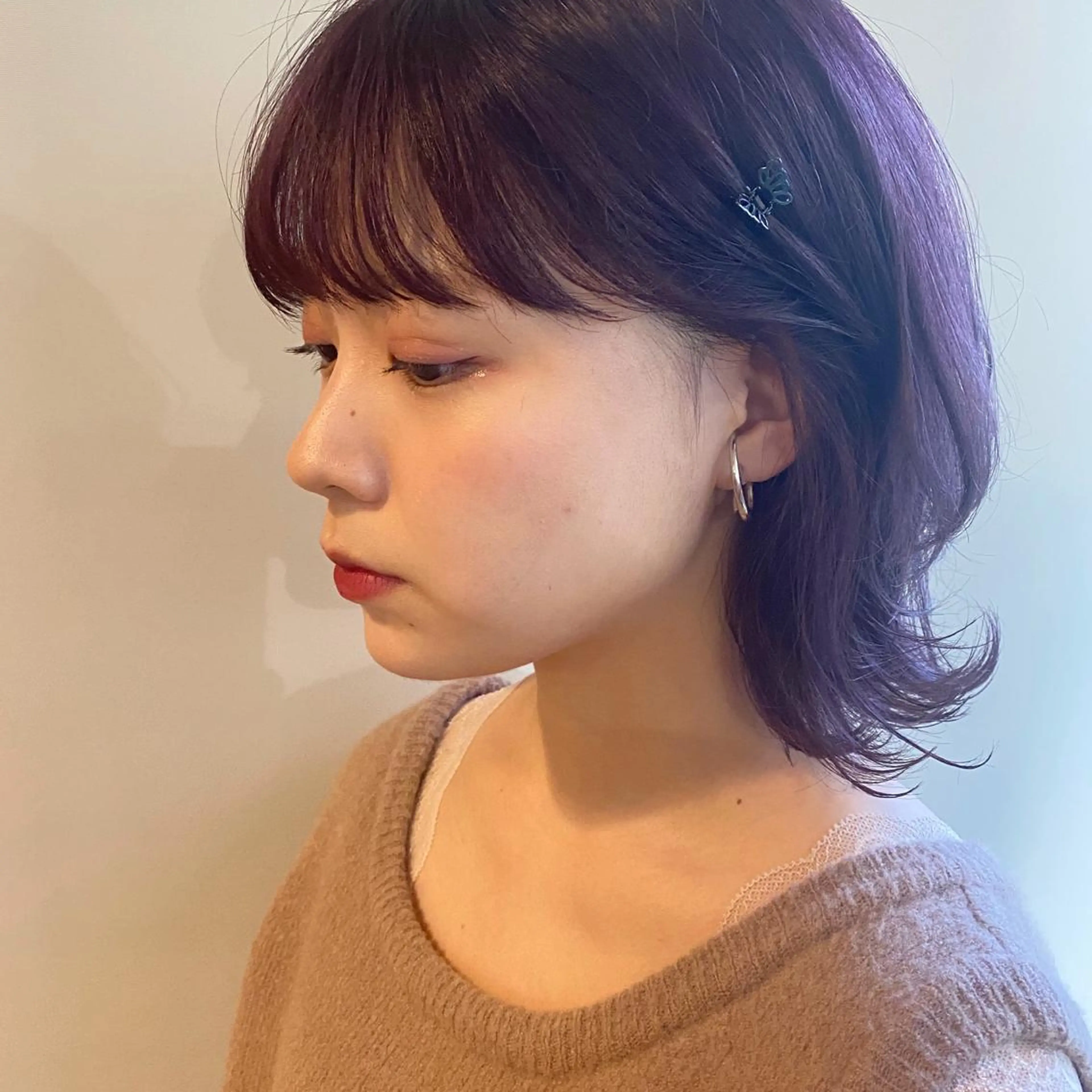 ミディアム カラー ヘアアレンジ ラベンダーカラー ピンクカラー ピンクラベンダー 撮影モデル募集 🦋soemikaのヘアスタイル