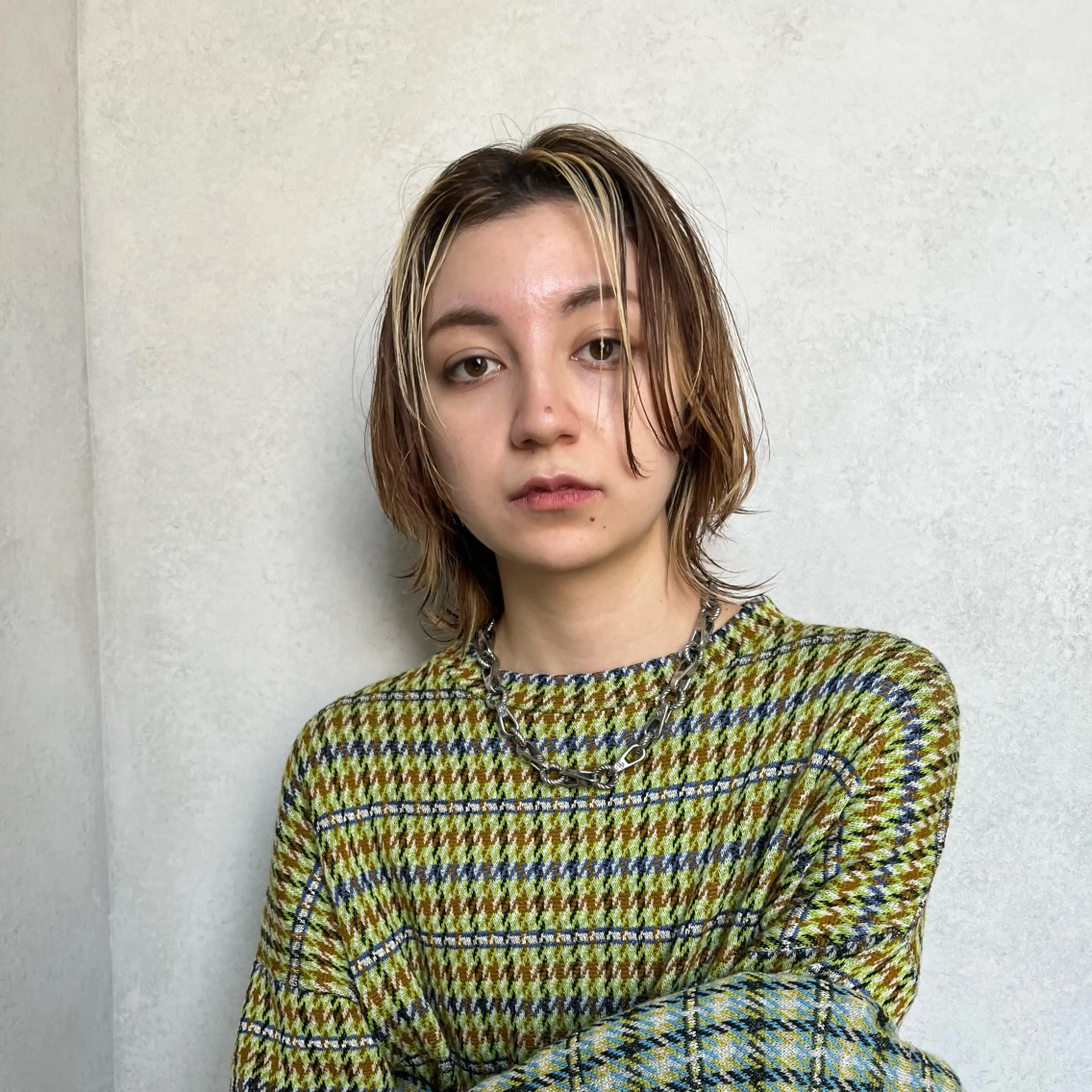 ミディアム カラー デザインカラー ハイライトカラー ハイライト ヘアカラー 🌿‬ナチュラルヘア /パーマ/蒼真🍃のヘアスタイル