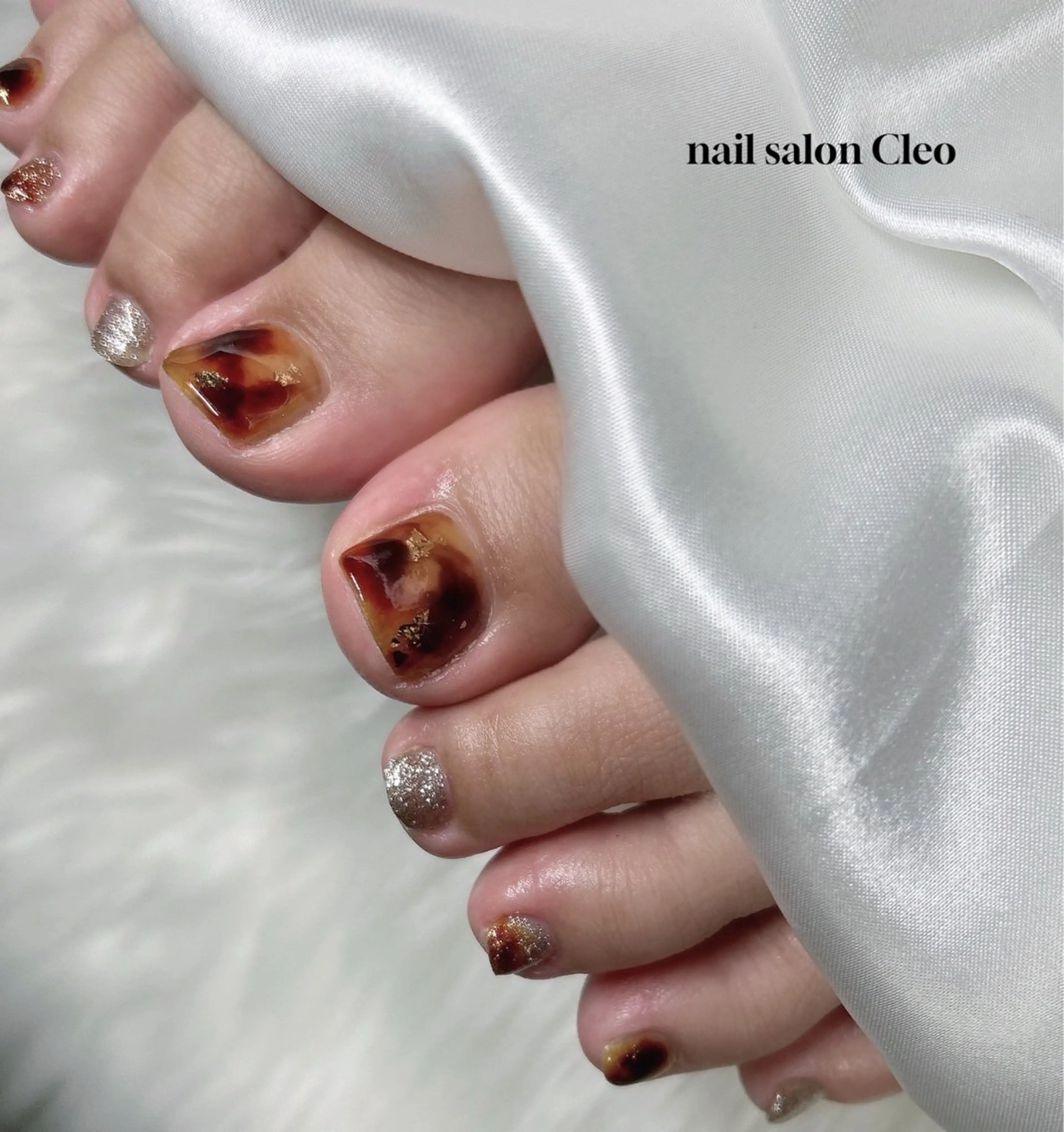 ネイル べっ甲ネイル フットネイル Cleo クレオのネイルデザイン