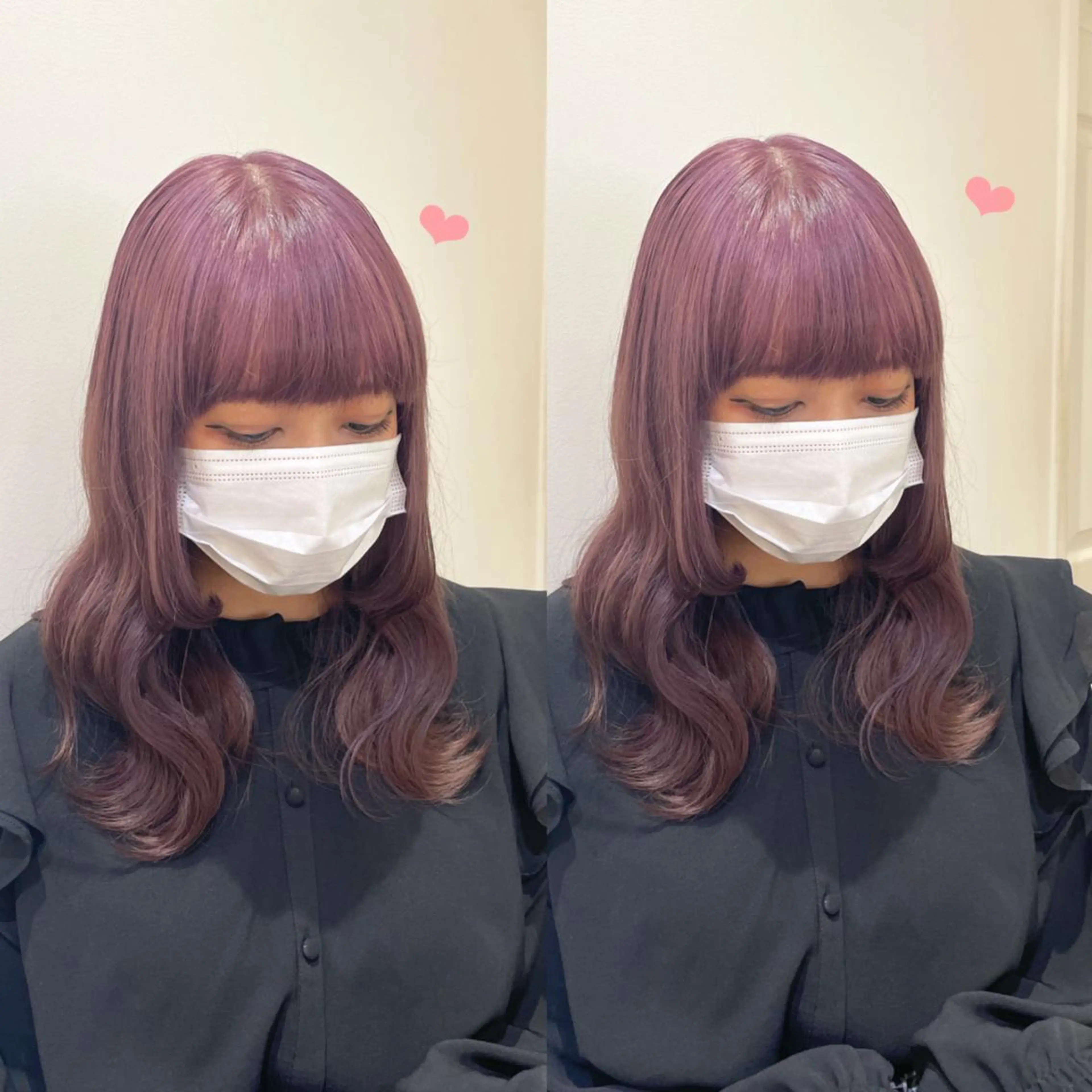 セミロング カラー ラベンダーカラー ピンクカラー ヘアカラー エクステ/ハイトーン 🐏☁️miminaのヘアスタイル