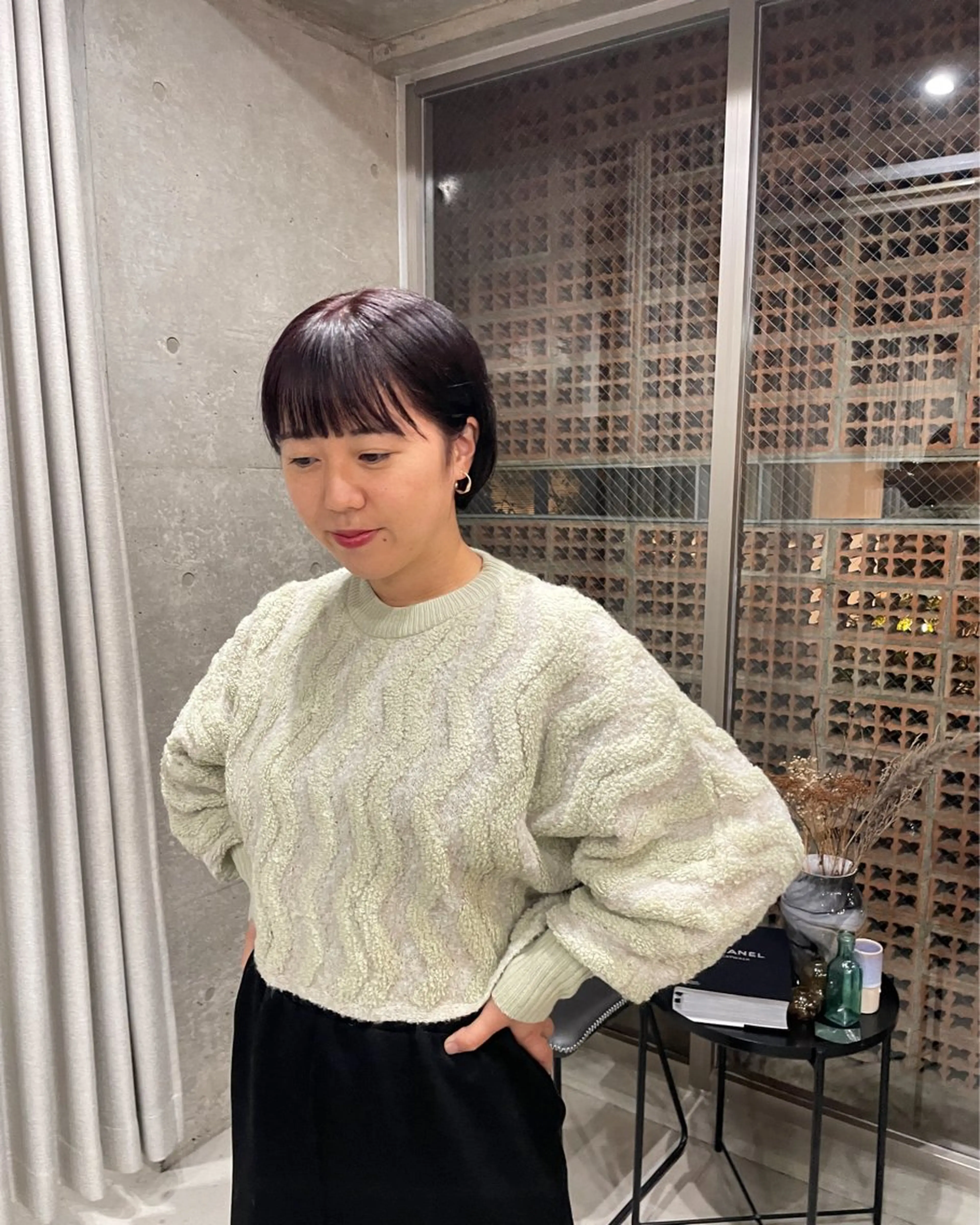 ミディアム カラー パーマ カット パーマ 表参道🌿赤み消し カラー/チナツのヘアスタイル