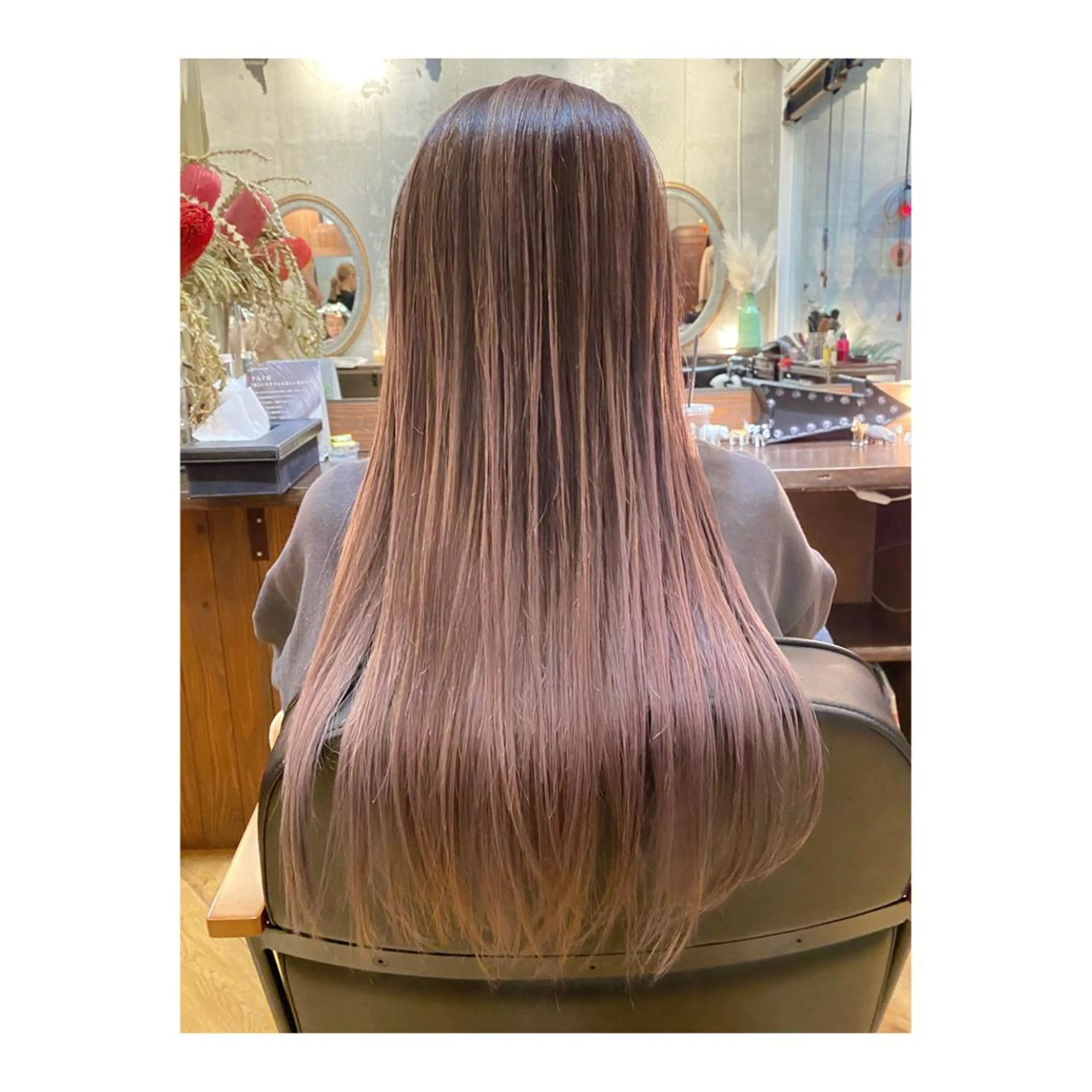 ロング カラー バレイヤージュ ベージュカラー ピンクカラー ピンクベージュ レイヤーカット 白髪ぼかし×デザイン 🕊️🫧ホウジョウのヘアスタイル
