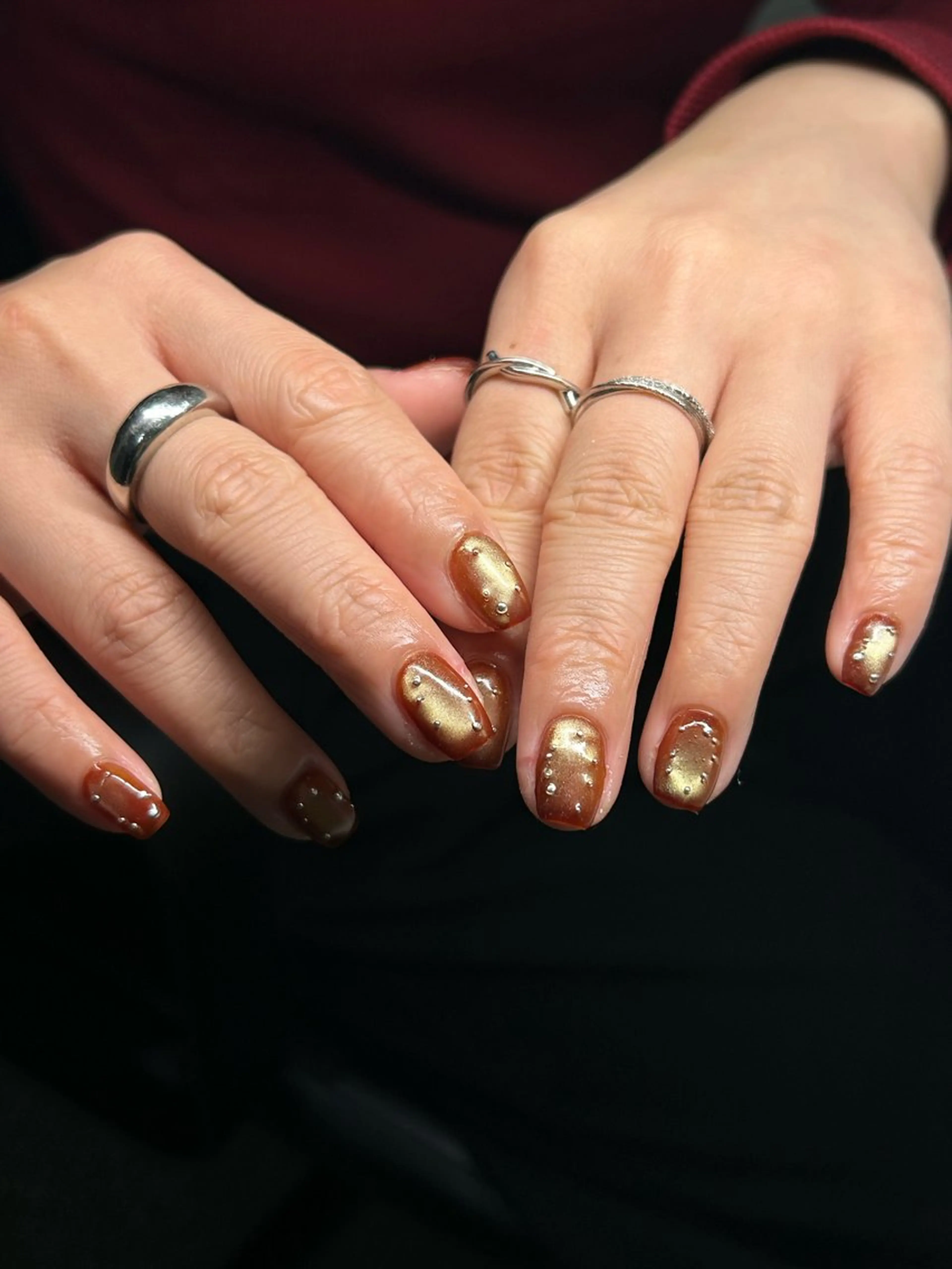 ネイル アートネイル マグネットネイル オフィスネイル シンプルネイル sakae yurinaのネイルデザイン