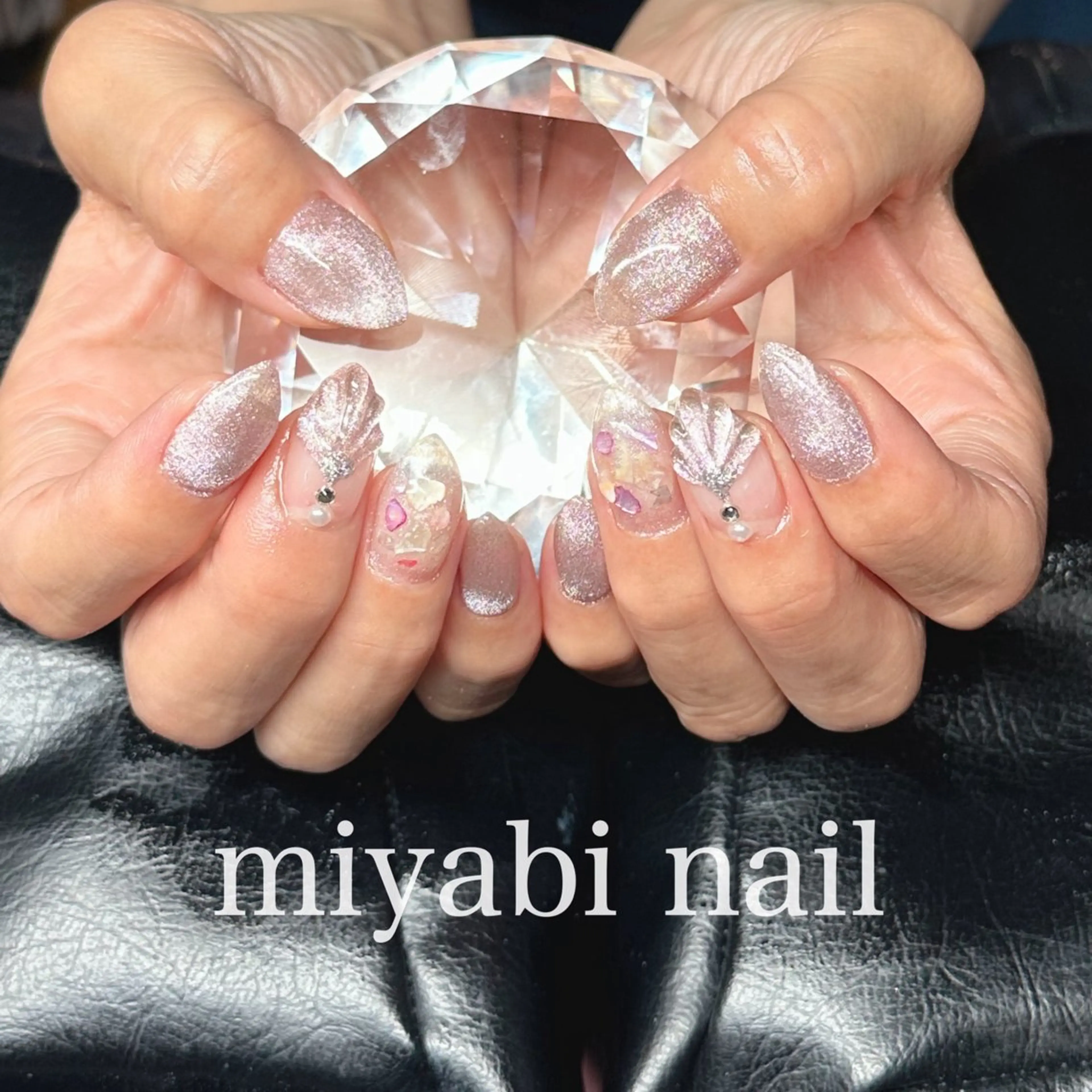 ネイル アートネイル ジェルネイル キラキラネイル マグネットネイル 持ち込み ハンドネイル miyabi nail 桂川駅近くのネイルデザイン
