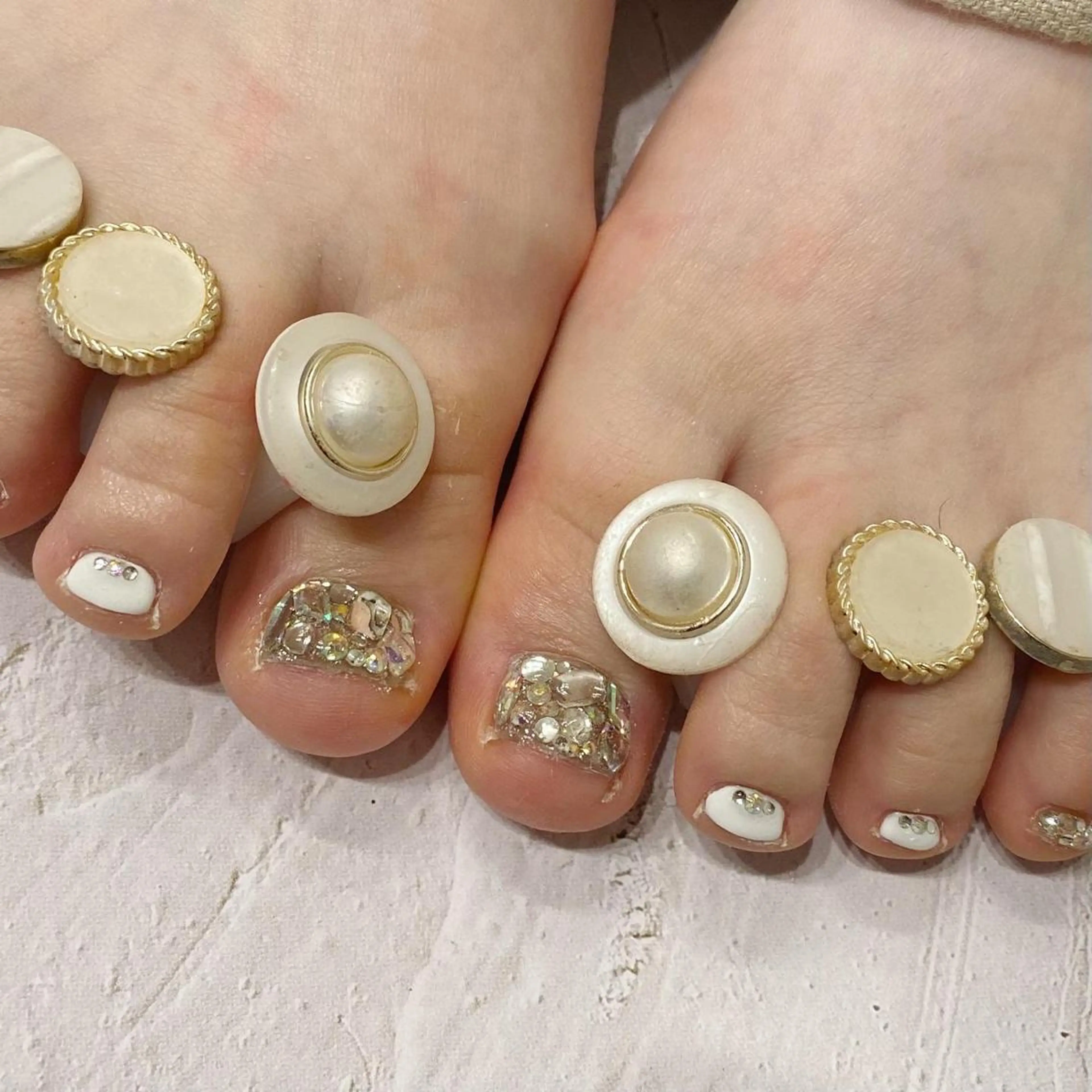 ネイル クリアネイル フットネイル 氷ネイル・うるうるネイル キラキラネイル 韓国ネイル melumooi nailのネイルデザイン