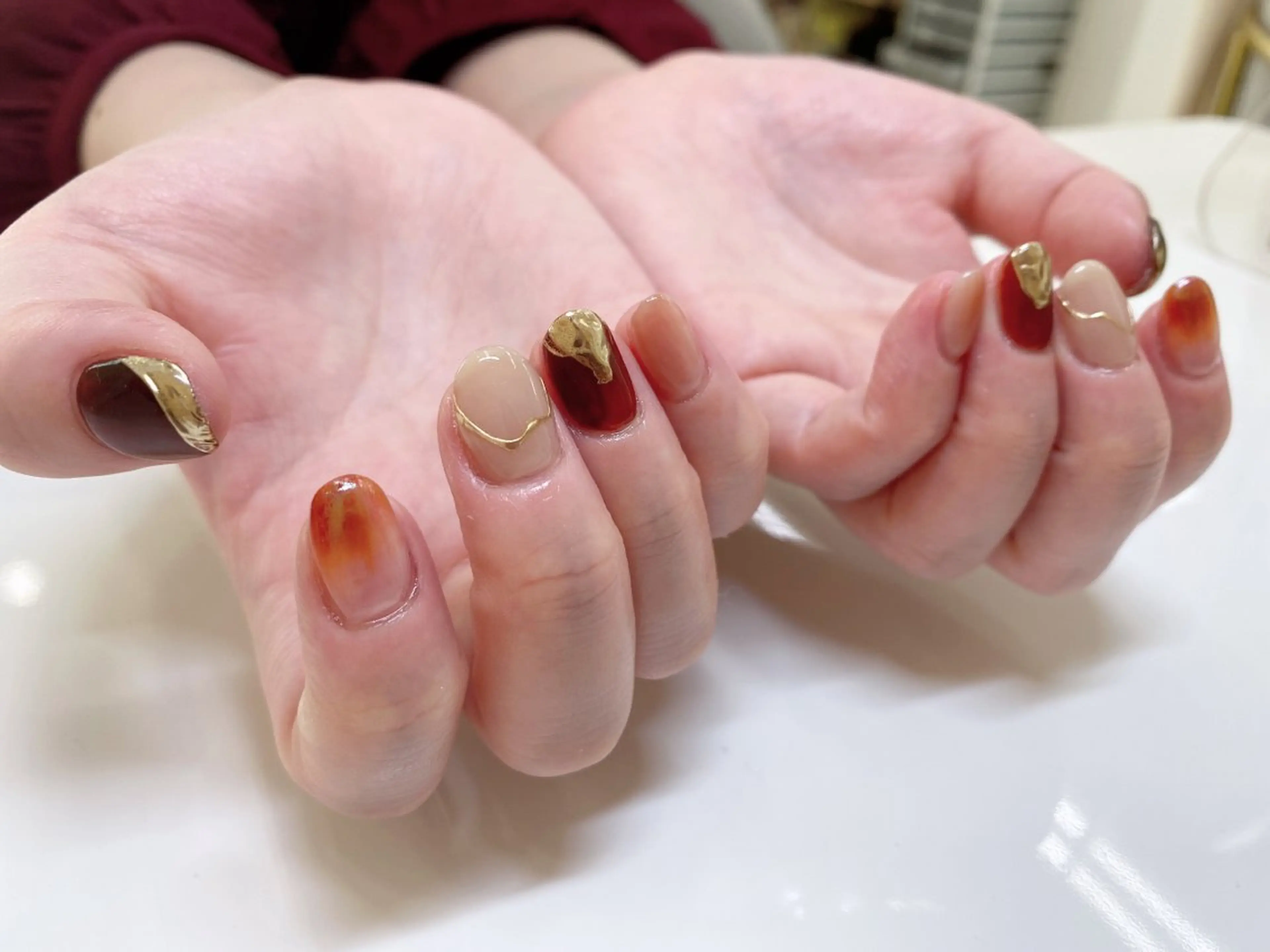 ネイル 長さ出し ジェルネイル キラキラネイル 大理石ネイル(マーブル) ニュアンスネイル Morpho nailのネイルデザイン
