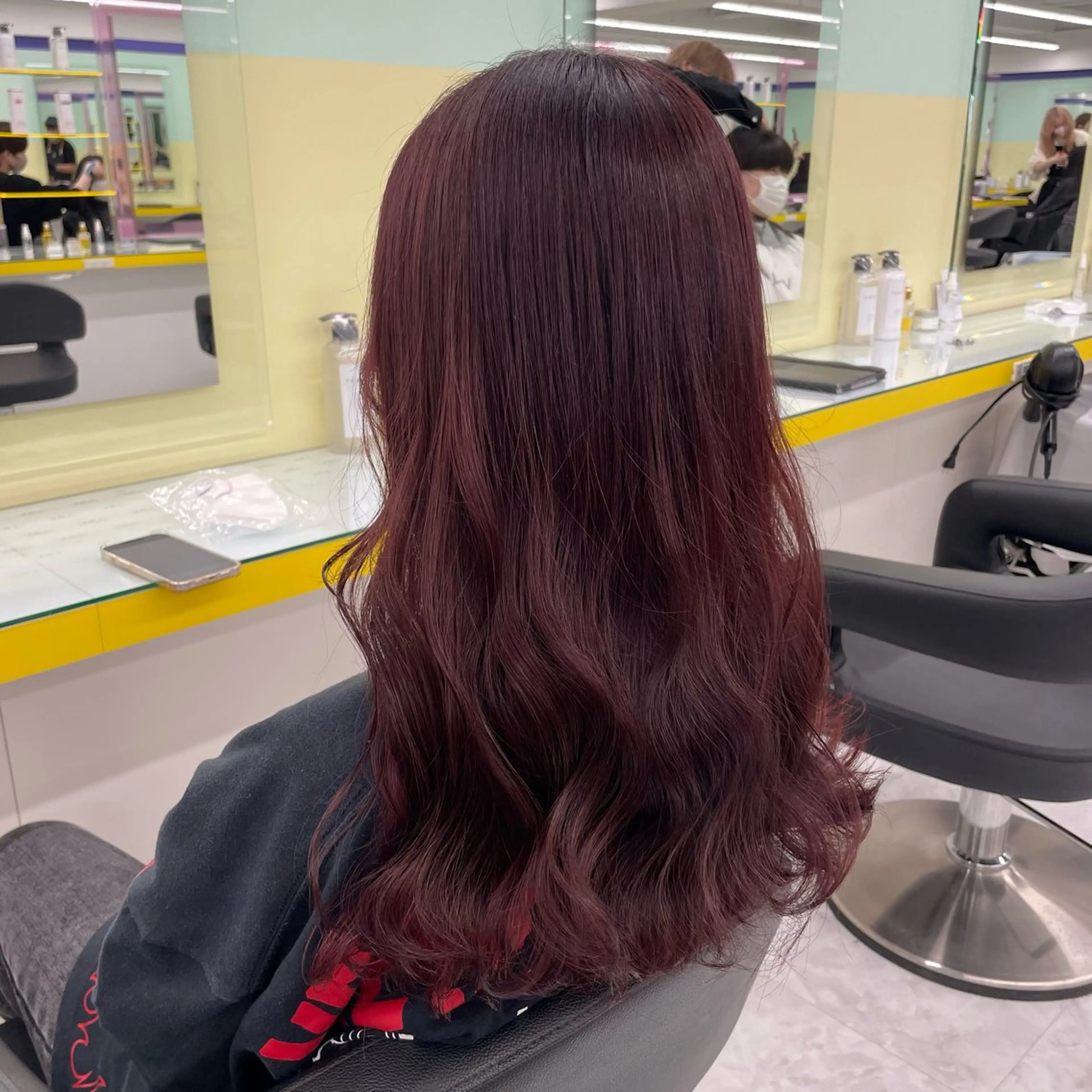 セミロング カラー ヘアアレンジ カシス ピンクカラー レッドカラー ヘアカラー 【透明感×レイヤー】 🍃RIKU🍃のヘアスタイル
