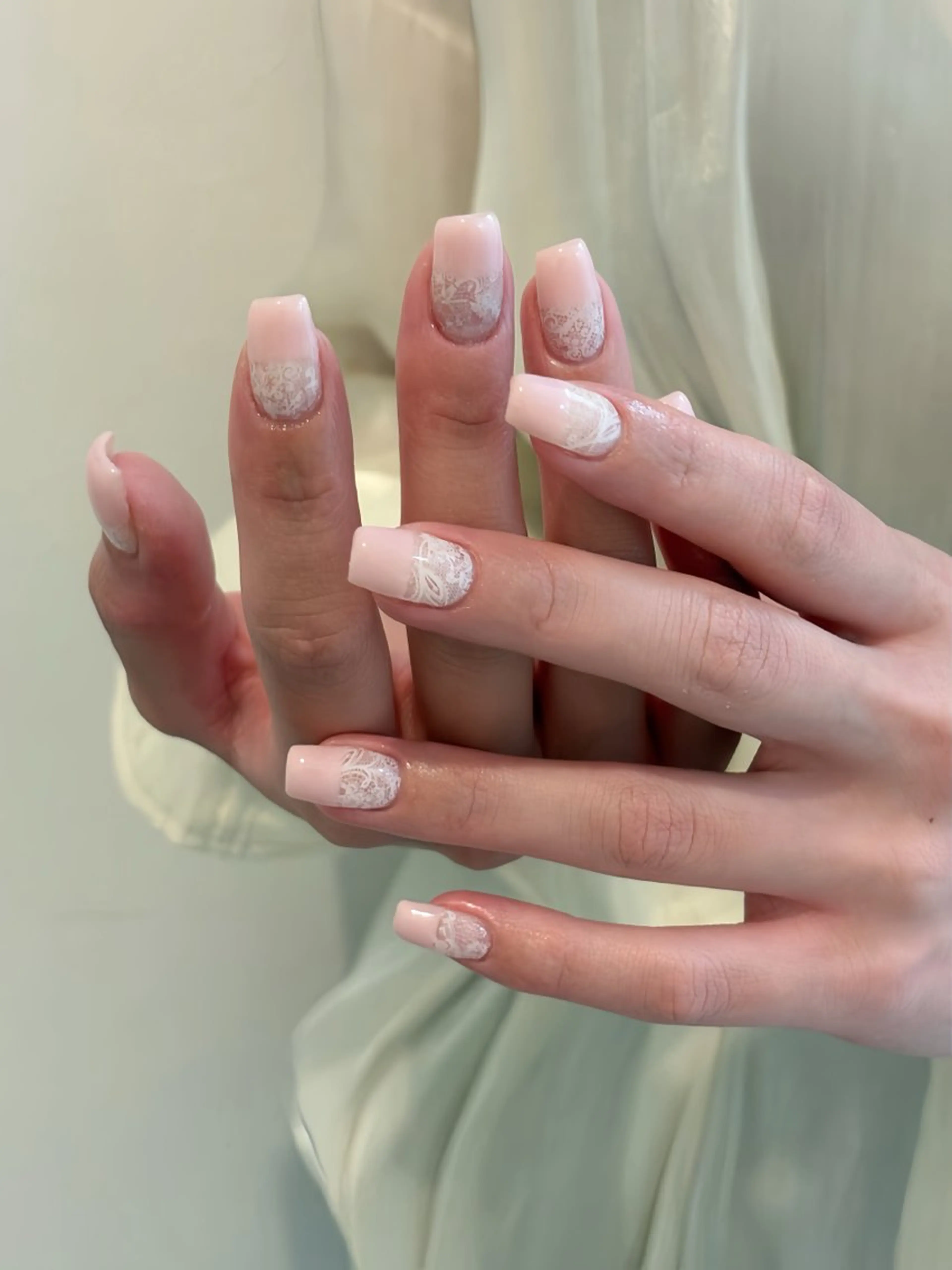 ネイル フレンチネイル レース ハンドネイル filonnail Juna💍のネイルデザイン