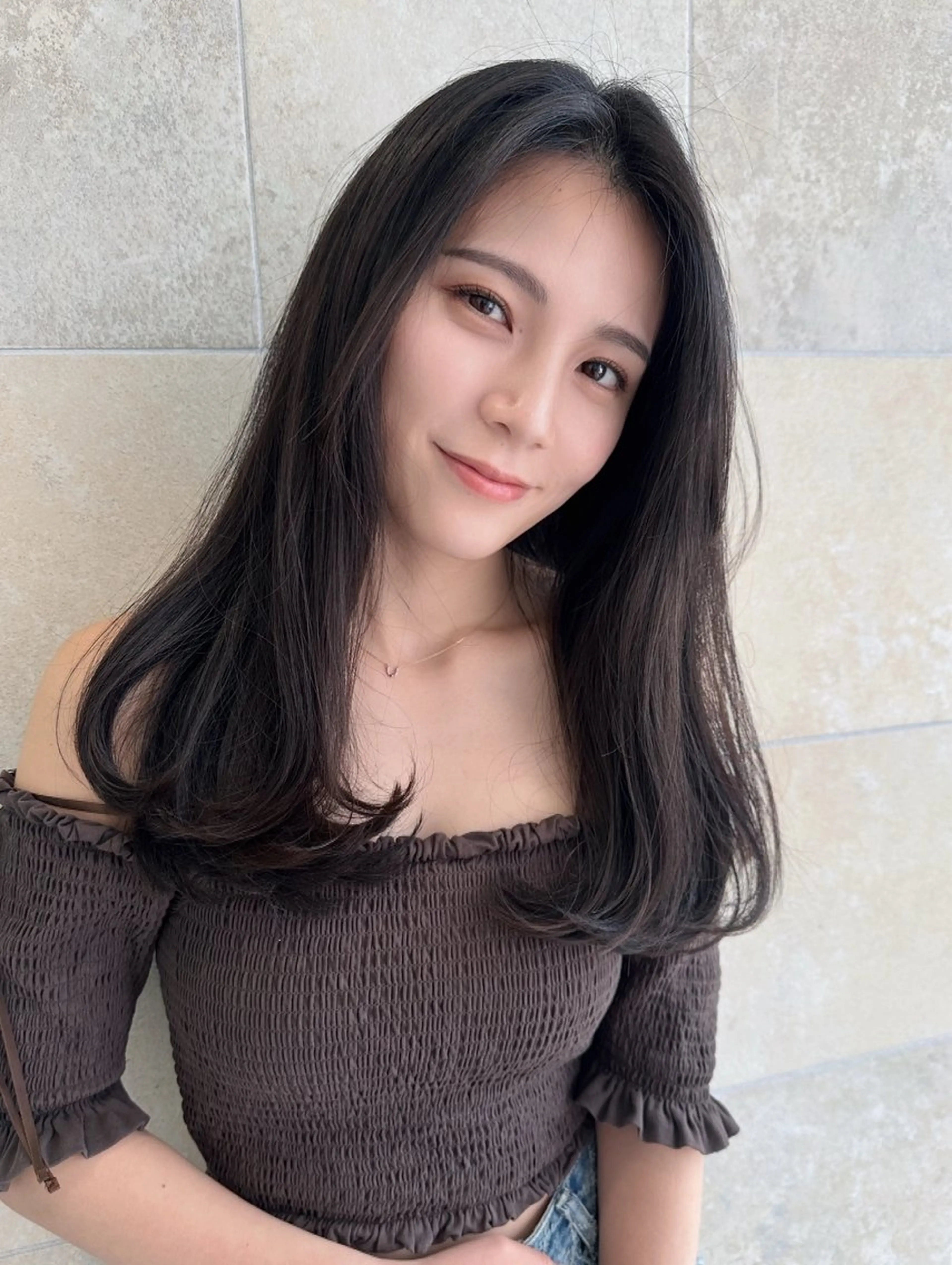 セミロング カット トリートメント 小顔レイヤー/ ベージュ🤍Rieのヘアスタイル