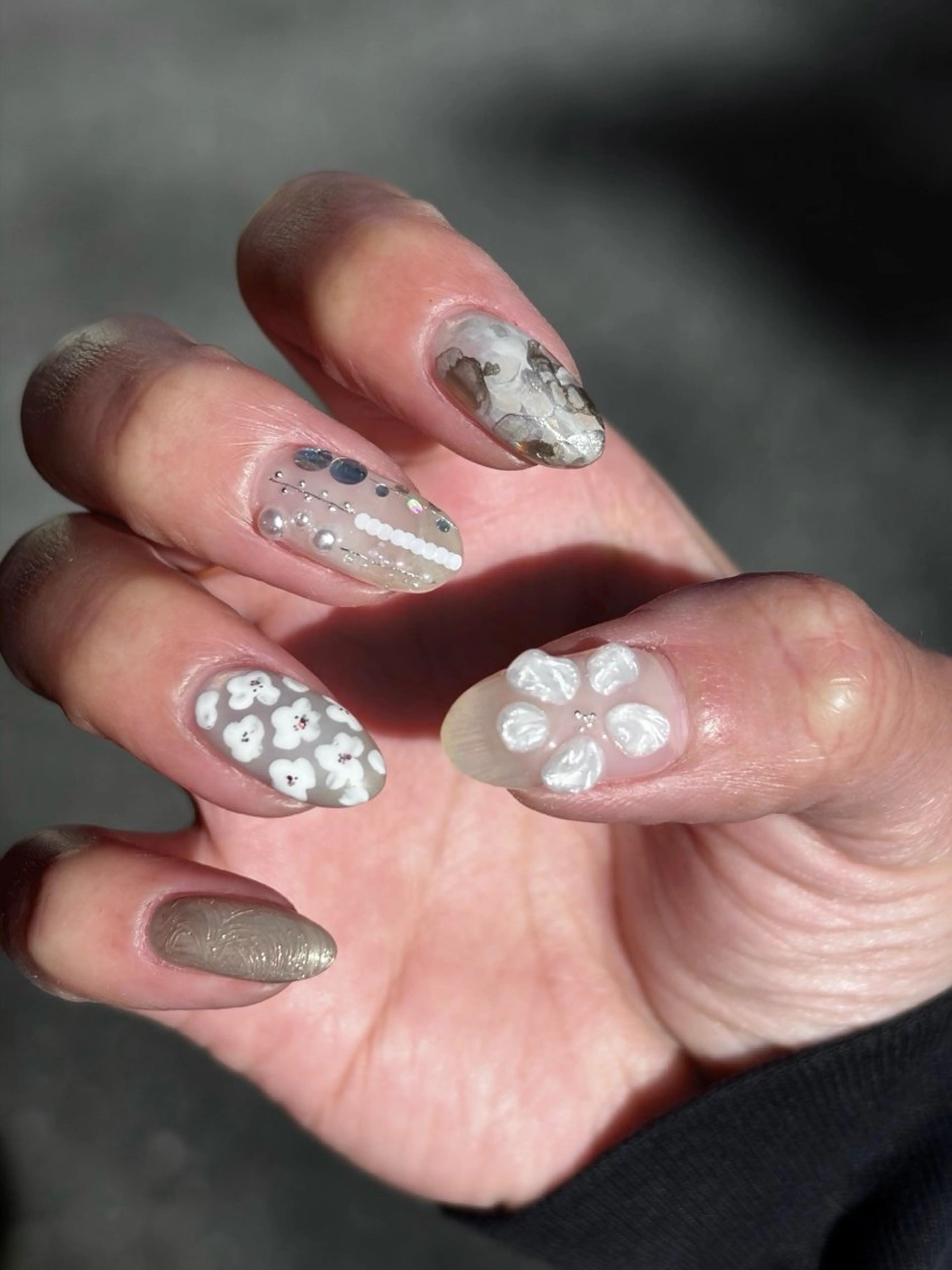 ネイル オフィスネイル 春ネイル ハンドネイル 村上 美音香のマツエク・マツパデザイン