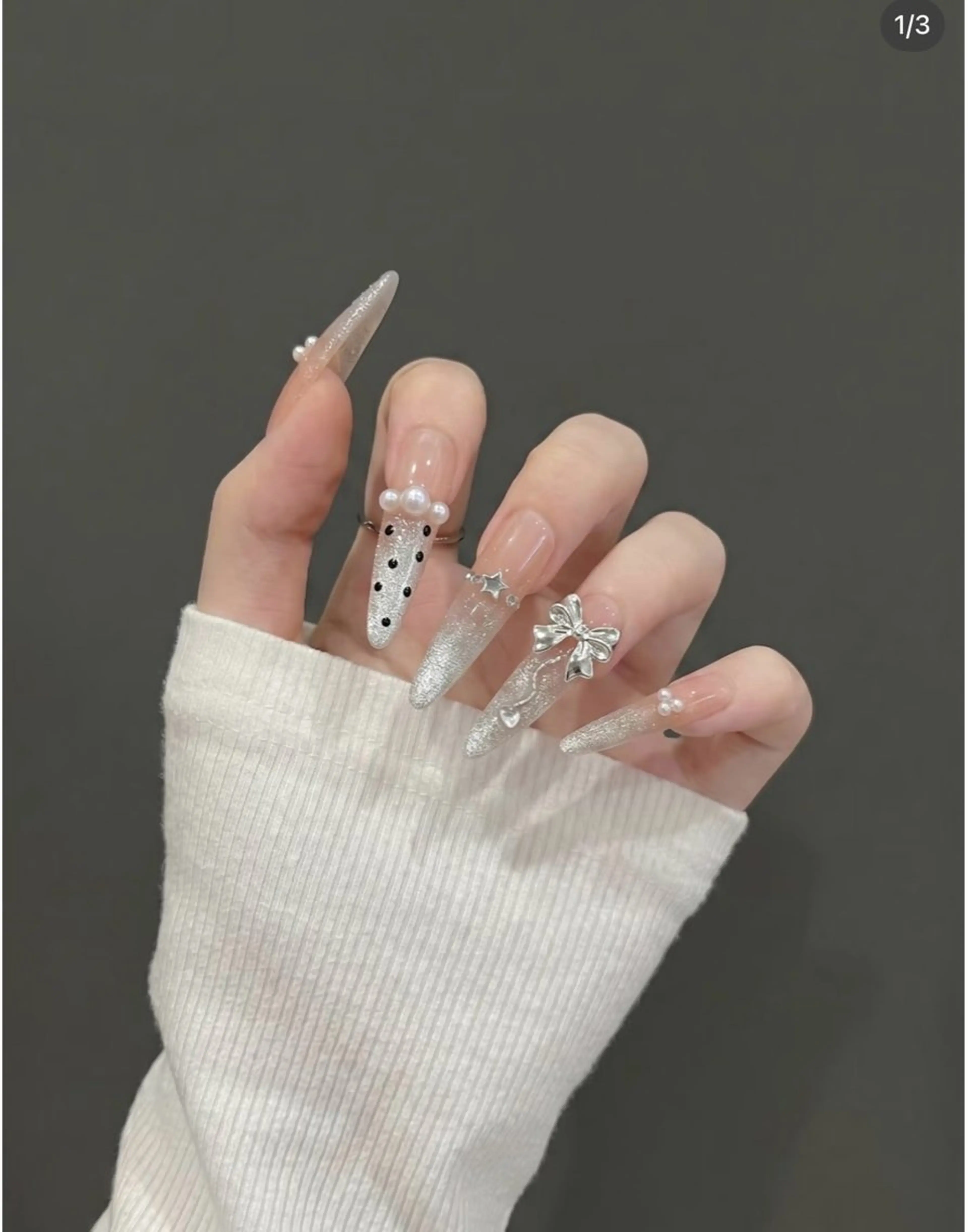ネイル フレンチネイル キラキラネイル 韓国ネイル シンプルネイル ワンホンネイル ハンドネイル MEI Nailのネイルデザイン